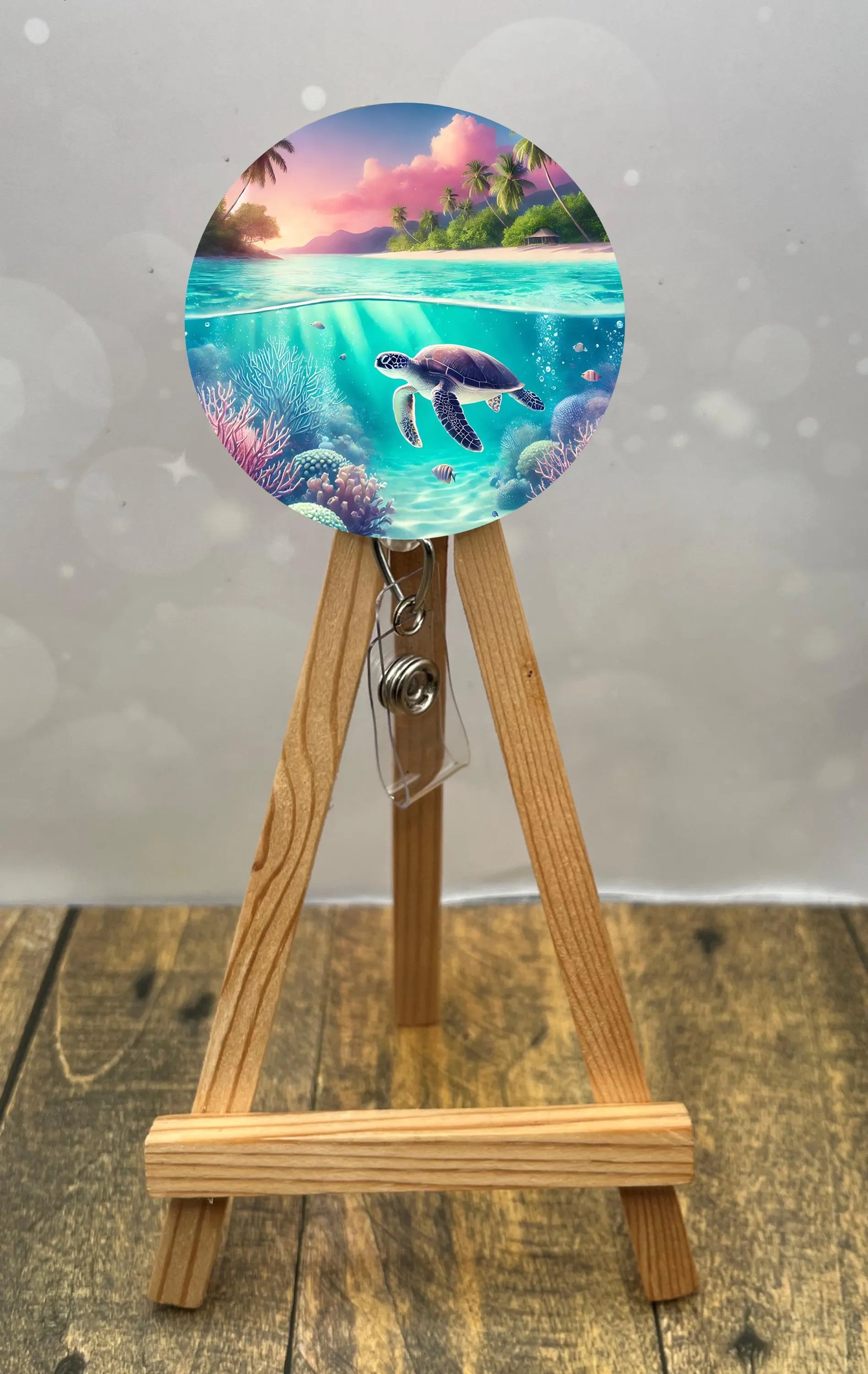 Sea Turtle badge pulls. Turtle‑approved. Multiple Images available. Add beads or shimmer glitter options.