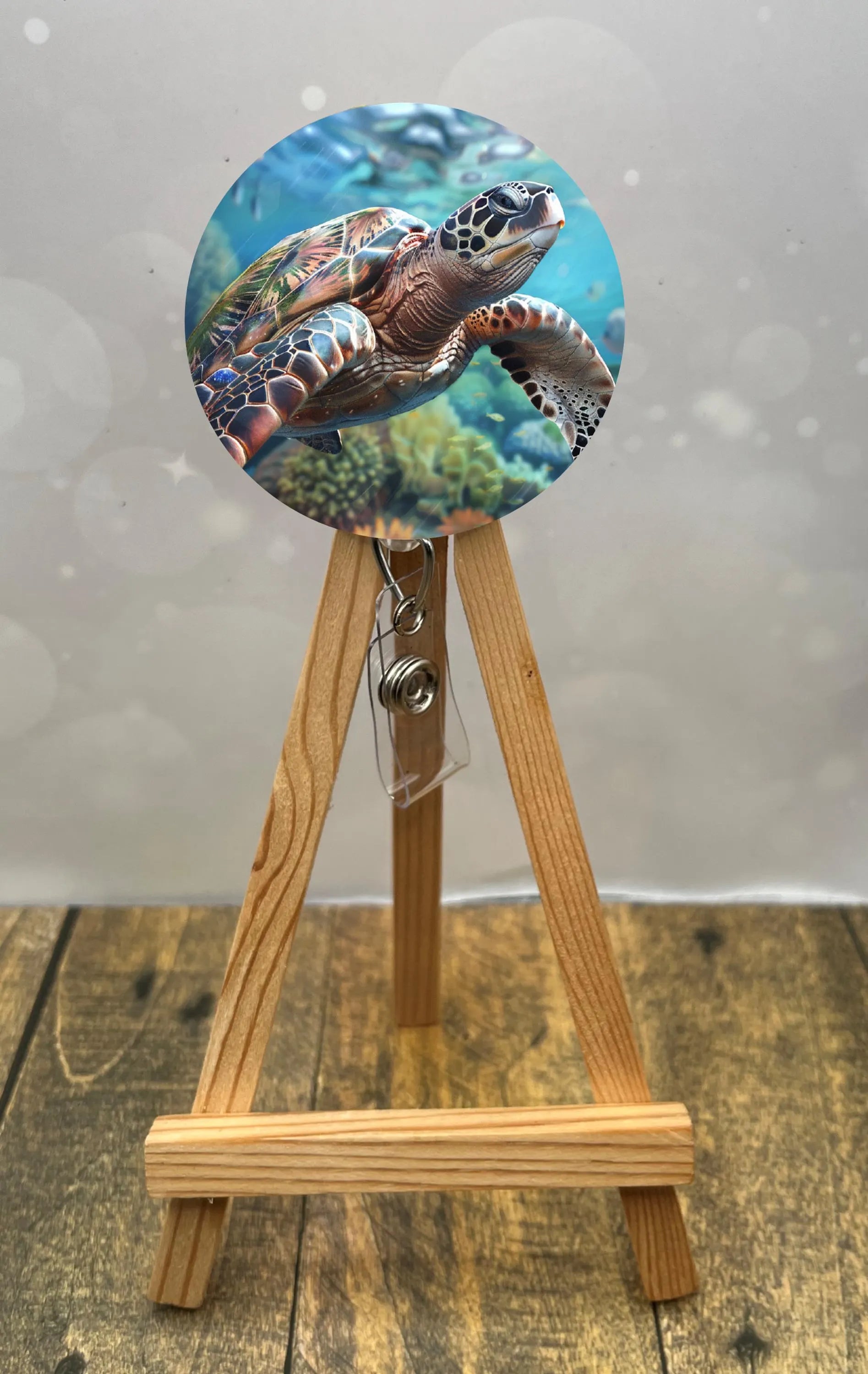 Sea Turtle badge pulls. Turtle‑approved. Multiple Images available. Add beads or shimmer glitter options.