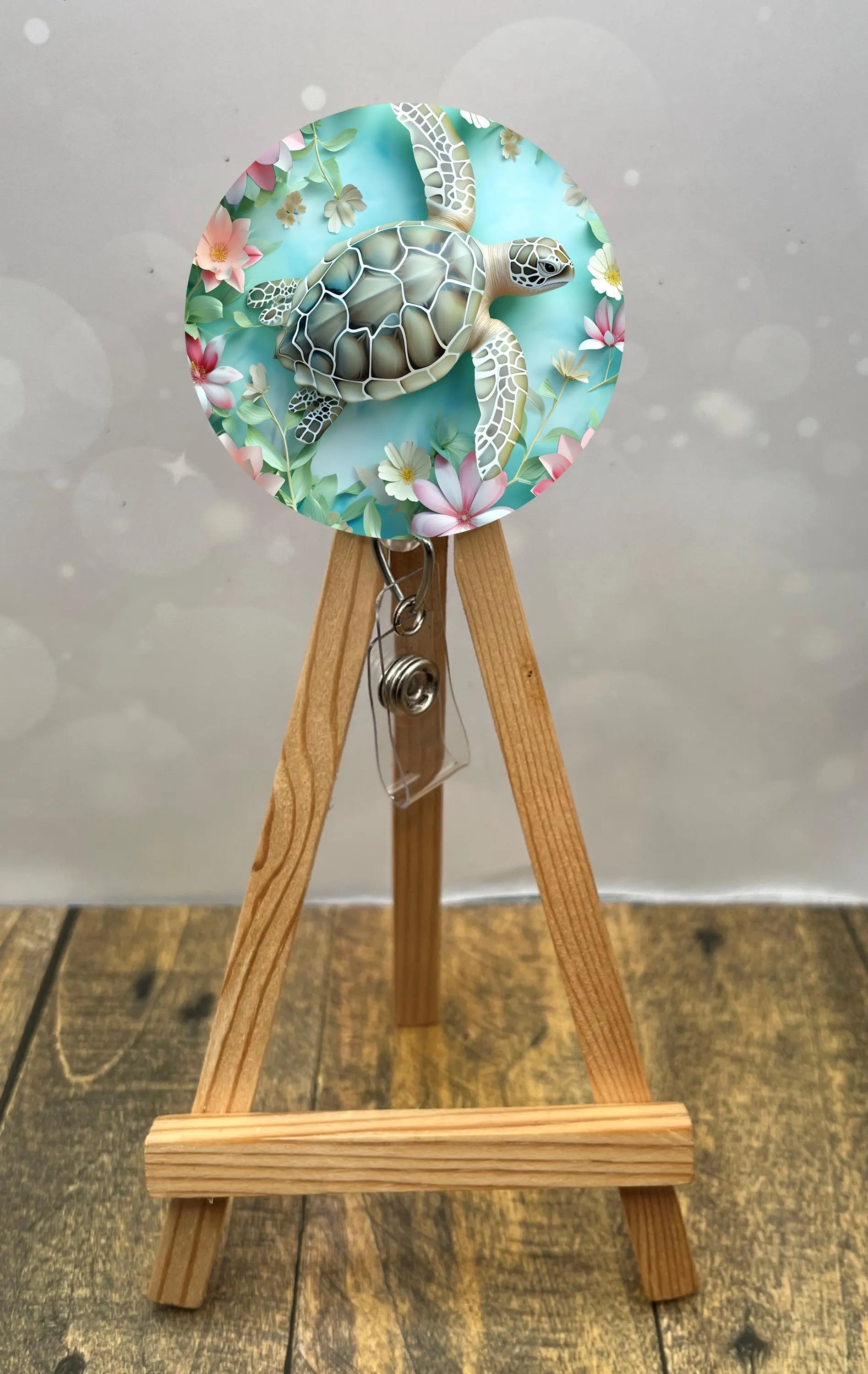 Sea Turtle badge pulls. Turtle‑approved. Multiple Images available. Add beads or shimmer glitter options.