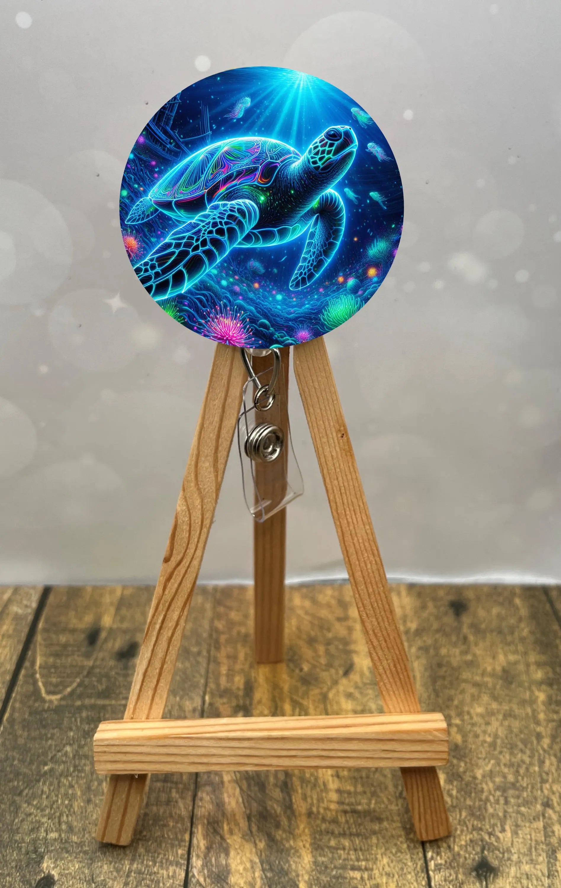 Sea Turtle badge pulls. Turtle‑approved. Multiple Images available. Add beads or shimmer glitter options.