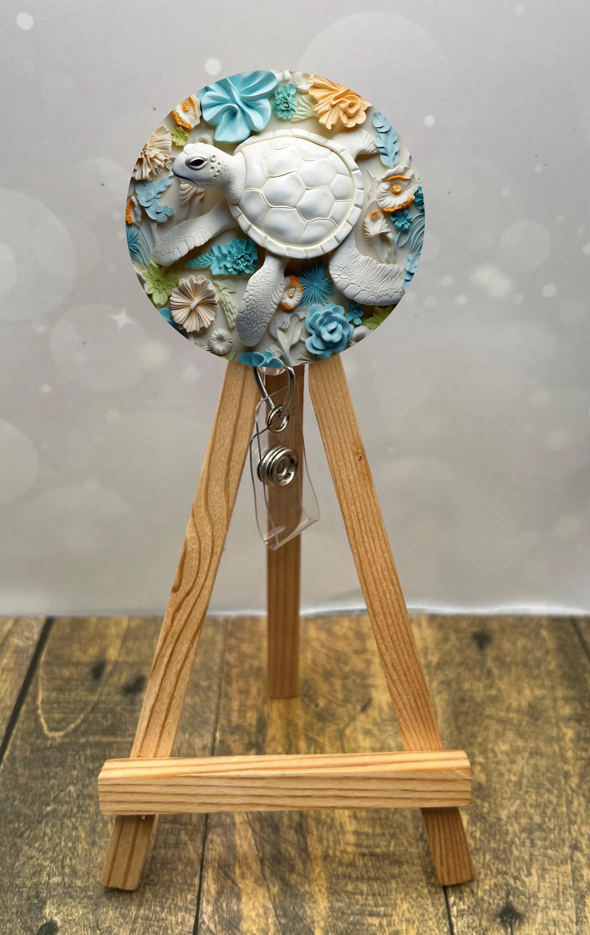 Sea Turtle badge pulls. Turtle‑approved. Multiple Images available. Add beads or shimmer glitter options.