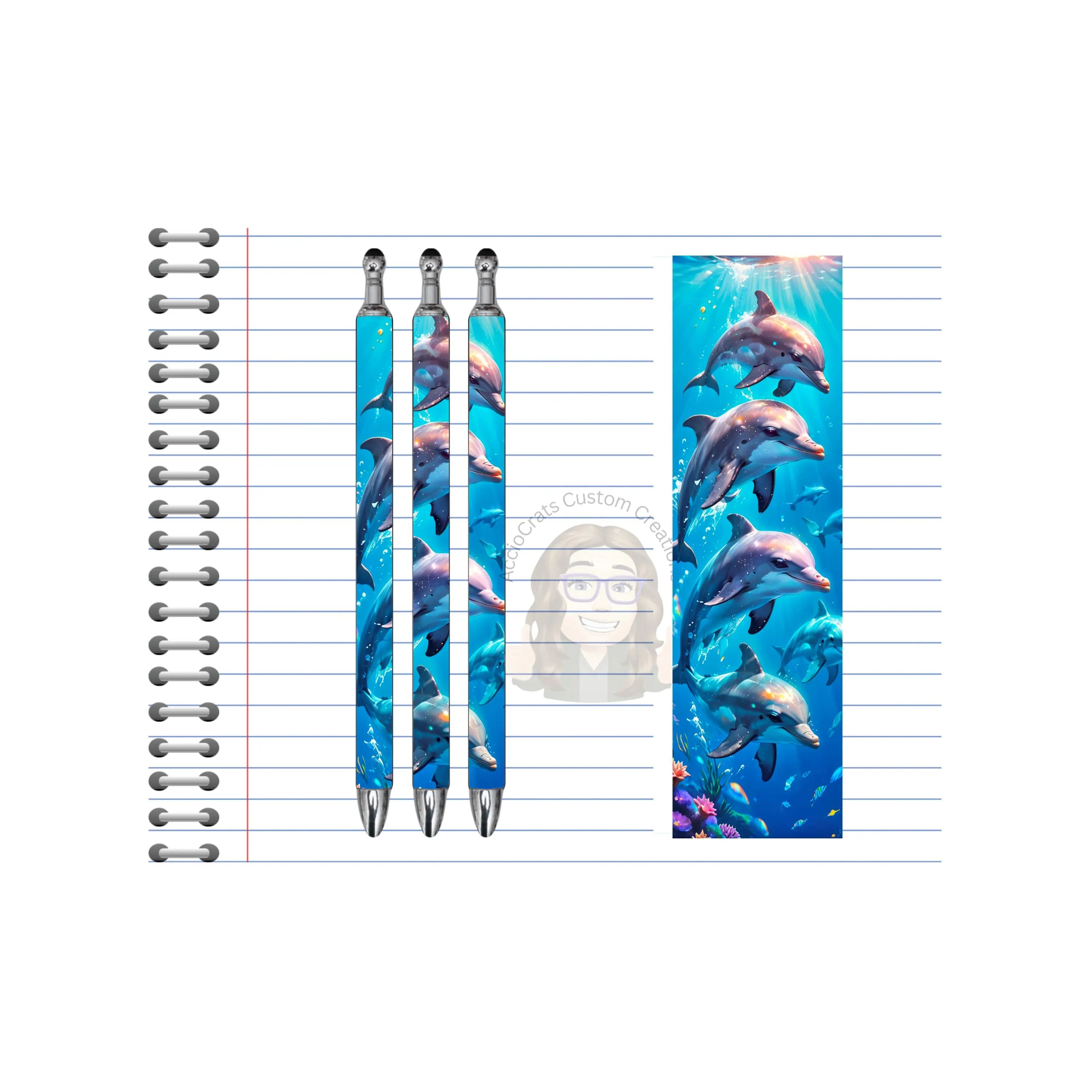 Refillable Pens, Dolphin Images. A pen that’s as playful as a dolphin. Multiple options and Images available.