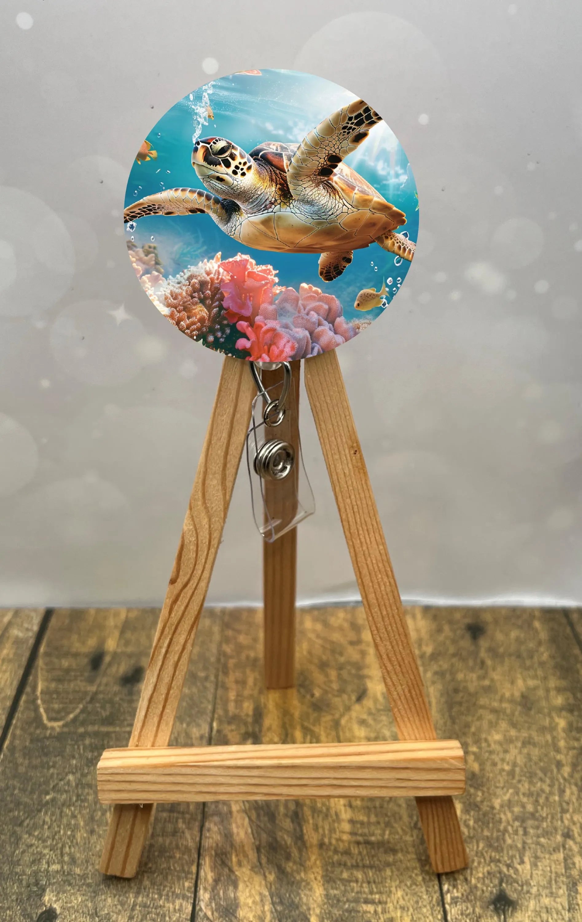 Sea Turtle badge pulls. Turtle‑approved. Multiple Images available. Add beads or shimmer glitter options.