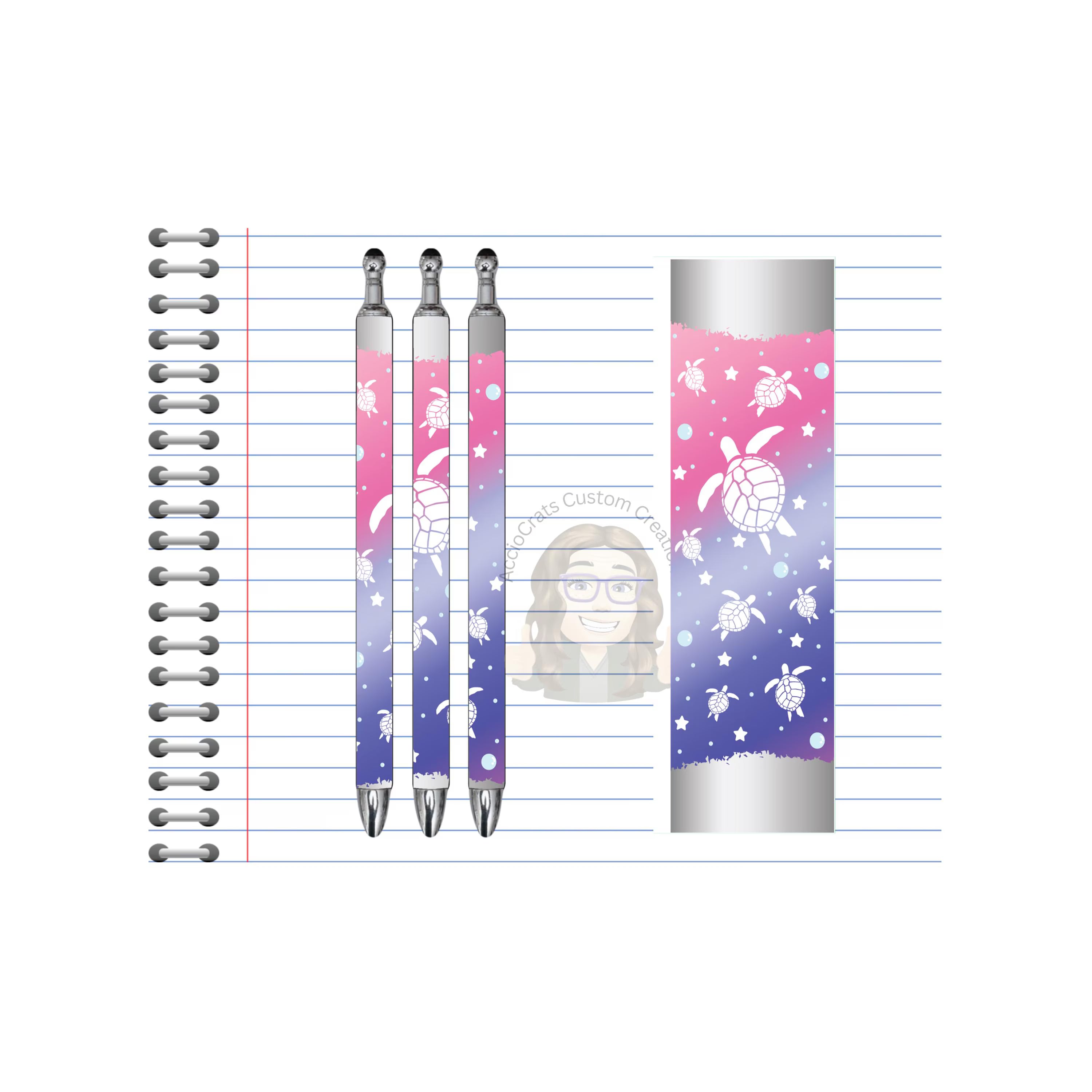 Refillable Pens, Sea Turtle Images. Write with coastal charm. Multiple options and Images available.
