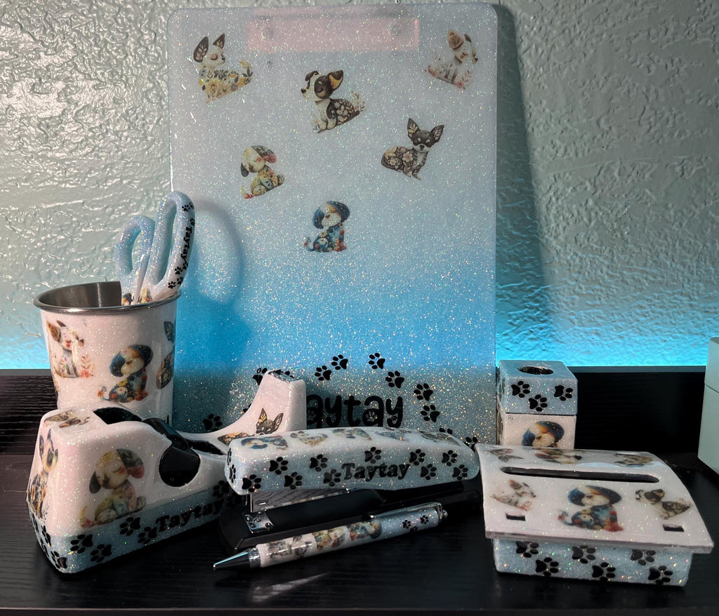 Puppy Love Glitter Desk Set