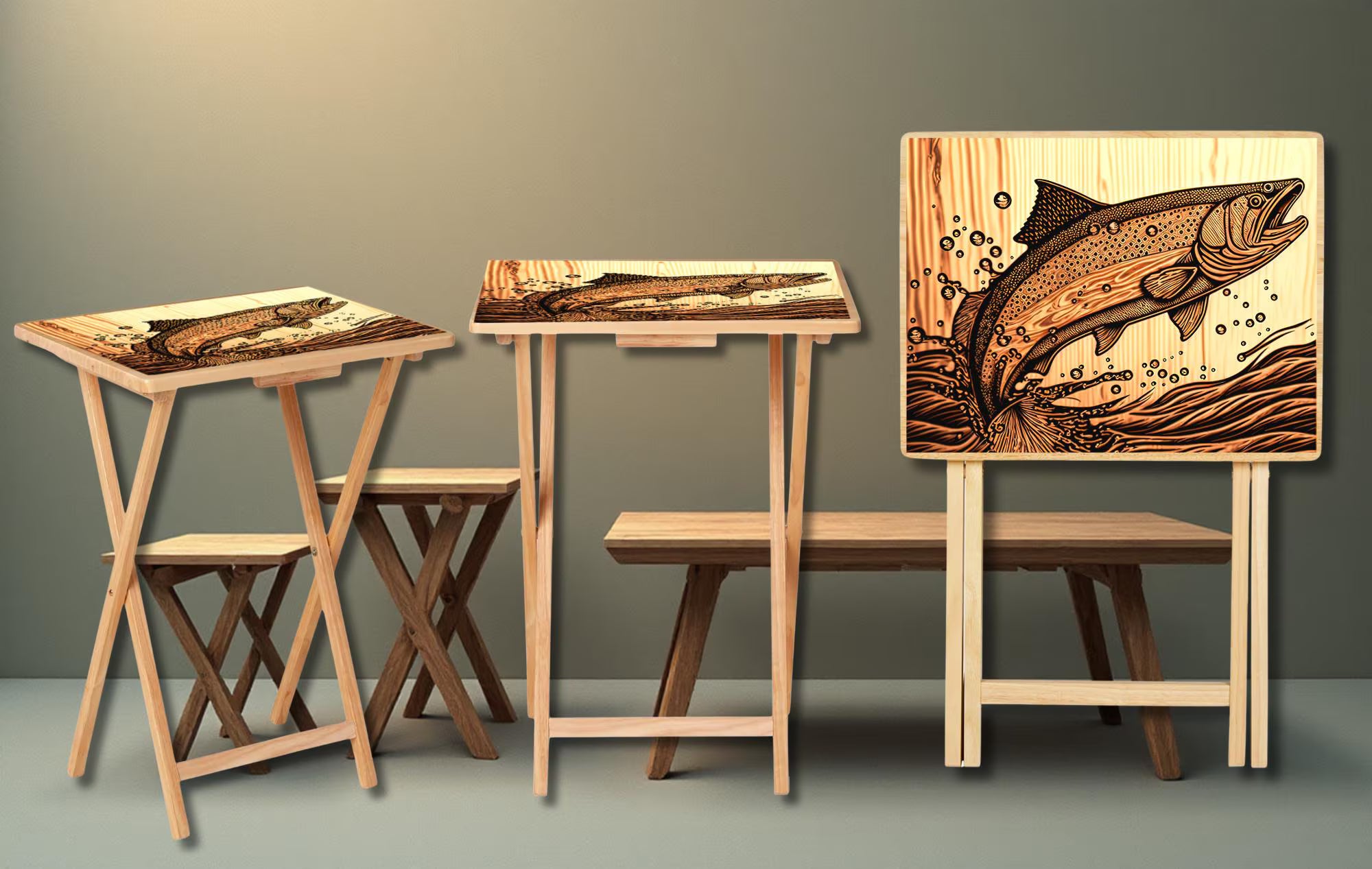 Wildlife, Hunting/ Fishing Foldable Wooden TV Tray or Bed tray/lap Desk, 2 Sizes and Multiple Images Available.