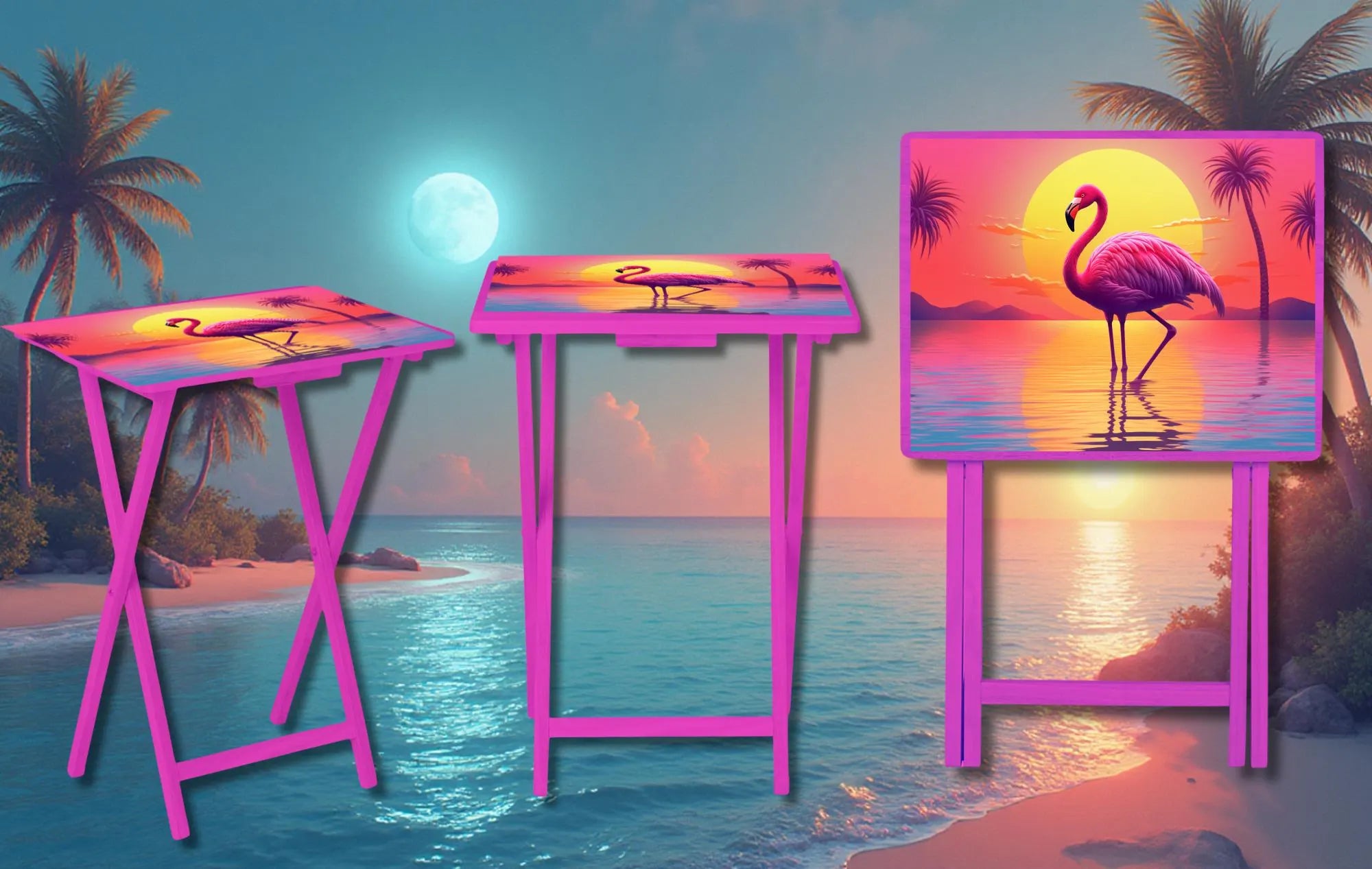 Flamingo Foldable Wooden TV Tray or Bed tray/lap desk. Multiple Images Available.