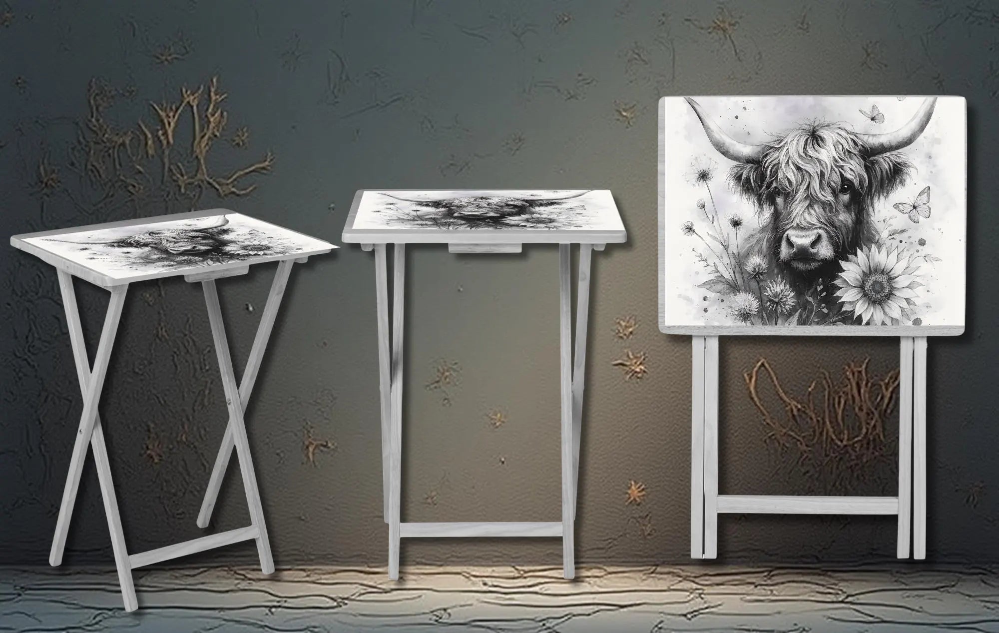 Highland Cow Foldable Wooden TV Tray or Bed tray/lap Desk. A little farmhouse comfort, right at your couch. 2 Sizes and Multiple Images Available.