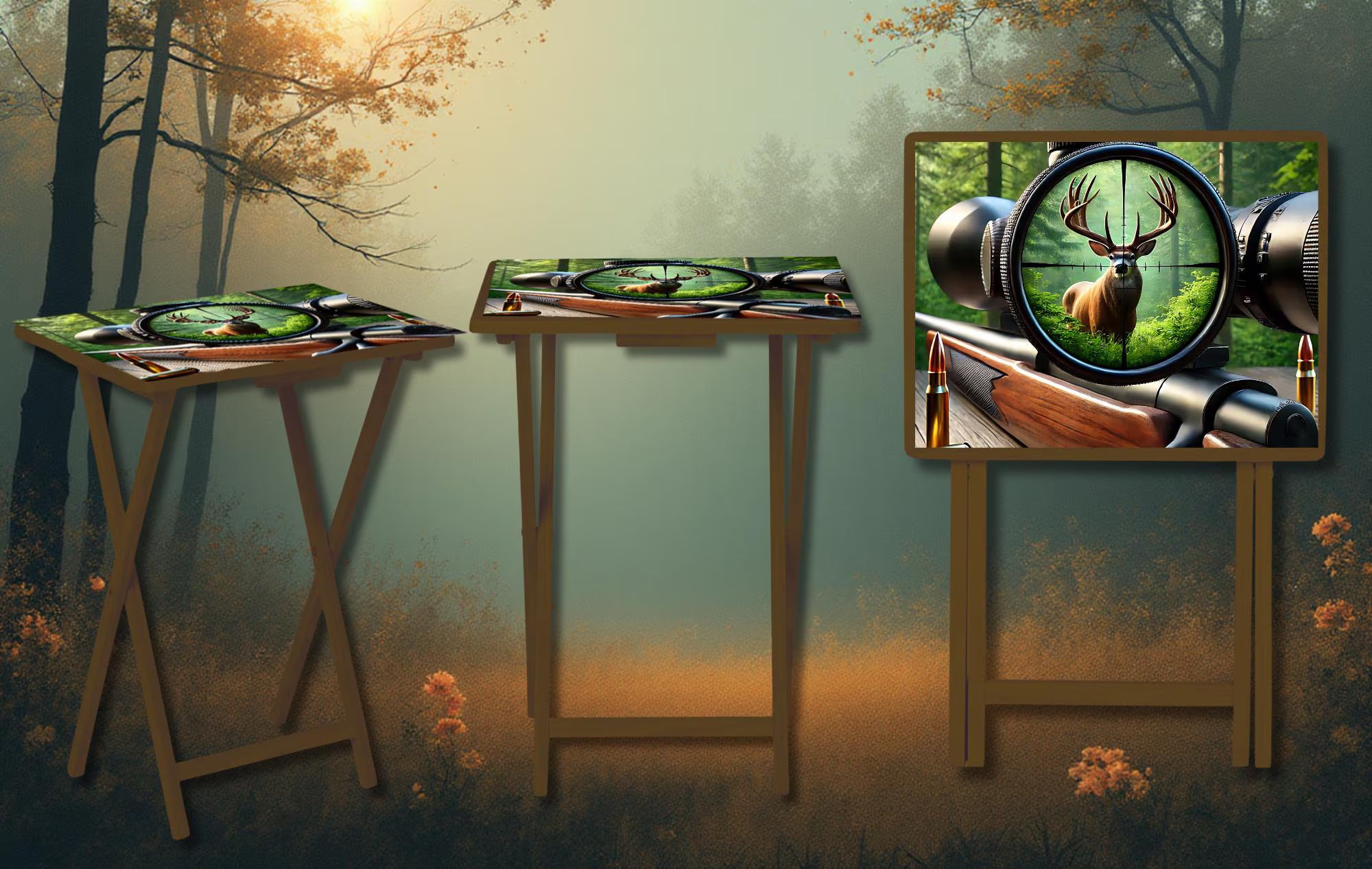 Wildlife, Hunting/ Fishing Foldable Wooden TV Tray or Bed tray/lap Desk, 2 Sizes and Multiple Images Available.