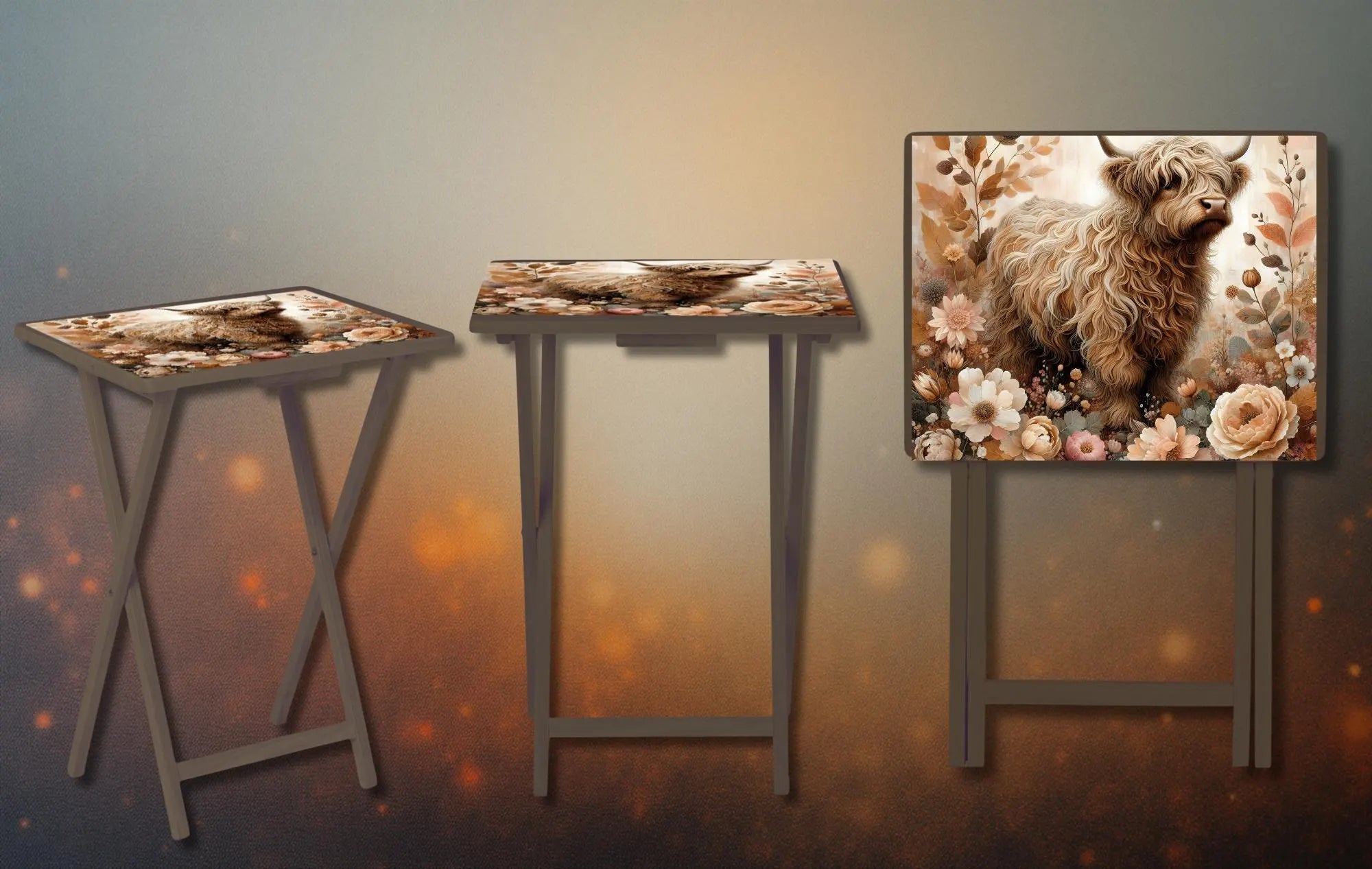 Highland Cow Foldable Wooden TV Tray or Bed tray/lap Desk. A little farmhouse comfort, right at your couch. 2 Sizes and Multiple Images Available.