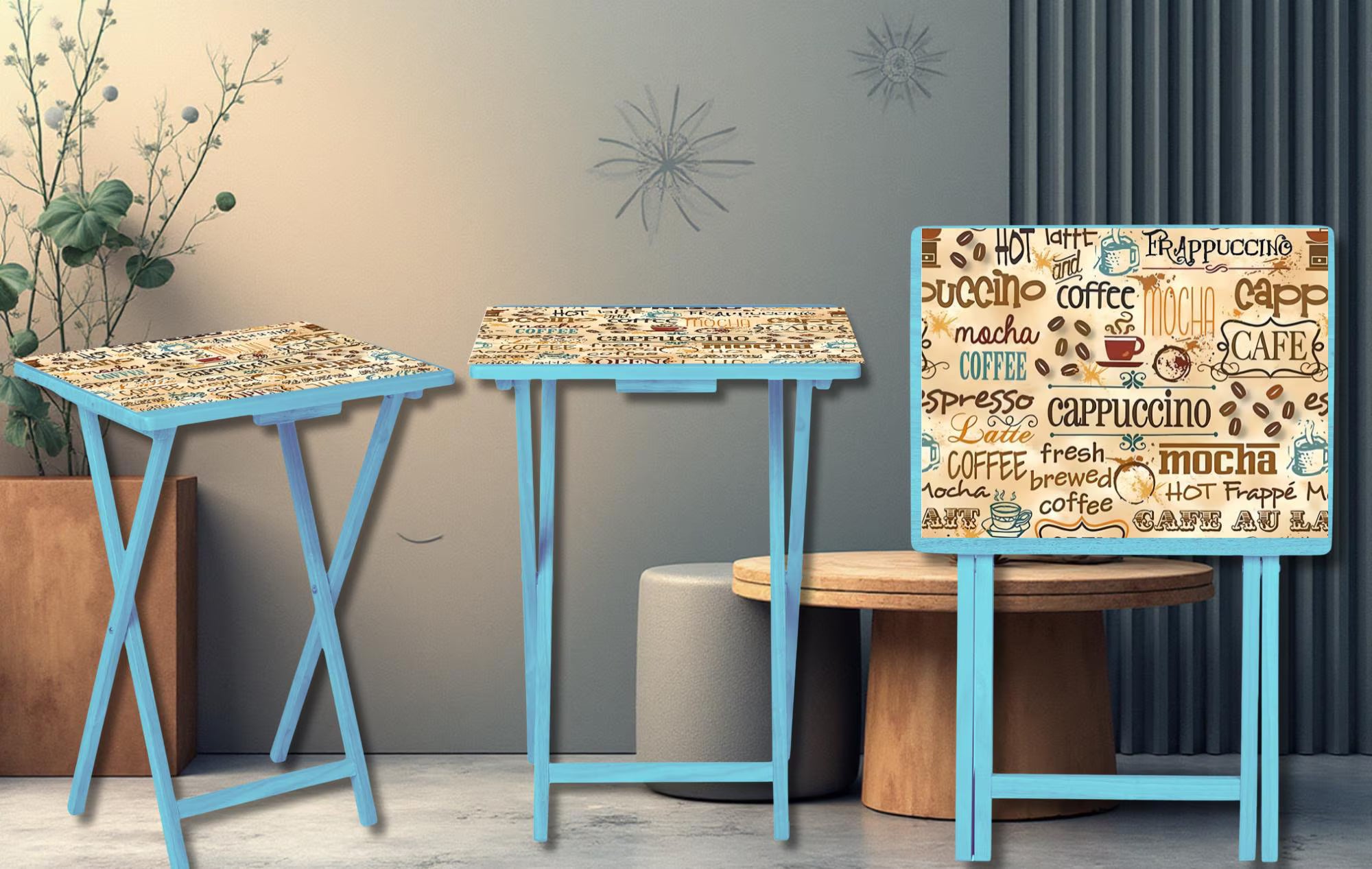 Coffee Foldable Wooden TV Tray or Bed tray/lap Desk. Your perfect tray for coffee‑and‑chill mornings, 2 Sizes and Multiple Images Available.