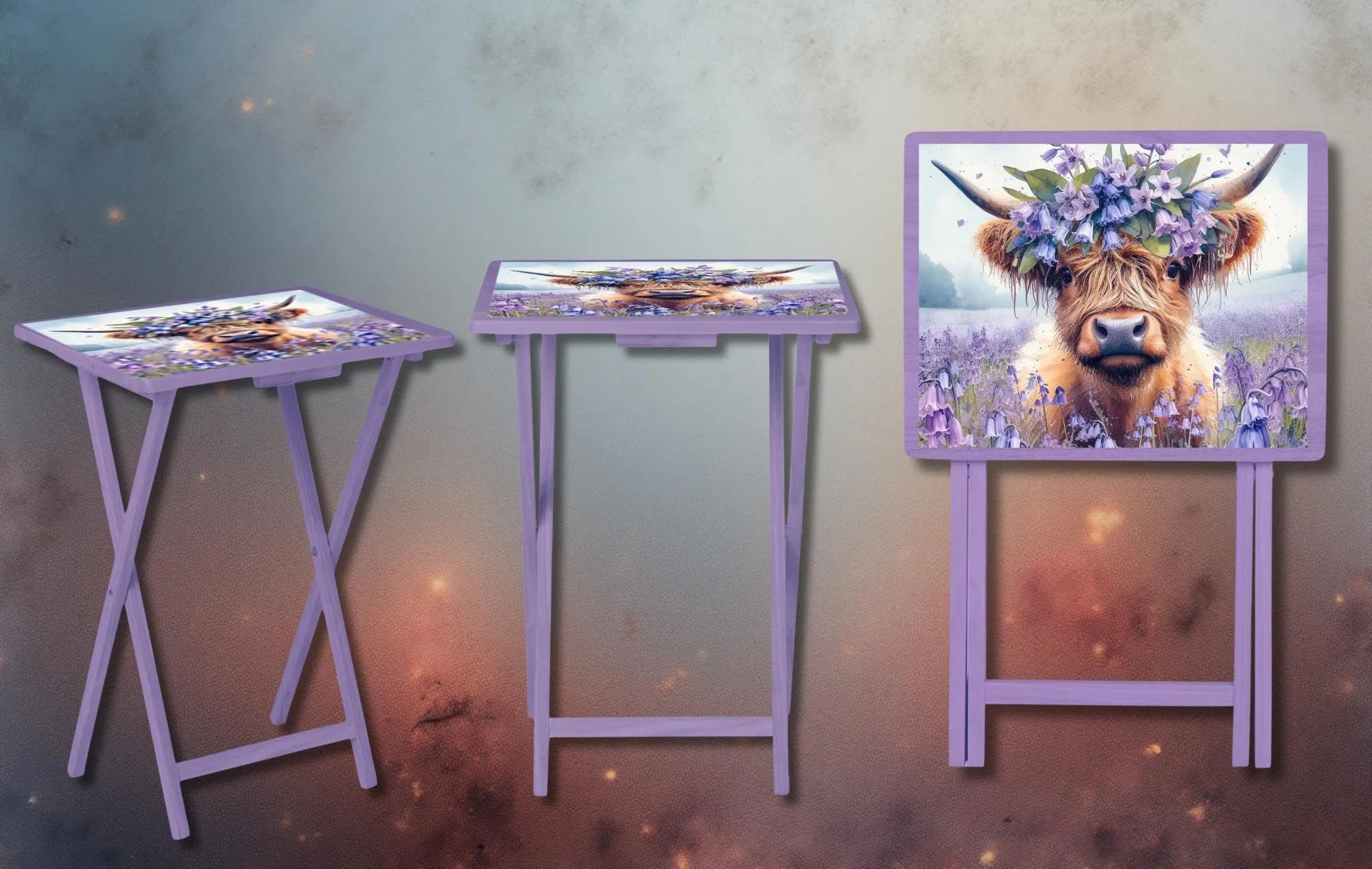 Highland Cow Foldable Wooden TV Tray or Bed tray/lap Desk. A little farmhouse comfort, right at your couch. 2 Sizes and Multiple Images Available.
