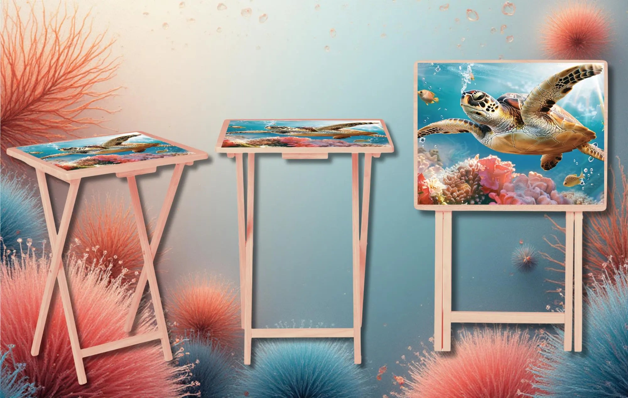 Sea Turtle Foldable Wooden TV Tray or Bed tray/lap Desk. Sea Turtle Treasures. 2 Sizes and Multiple Images Available.