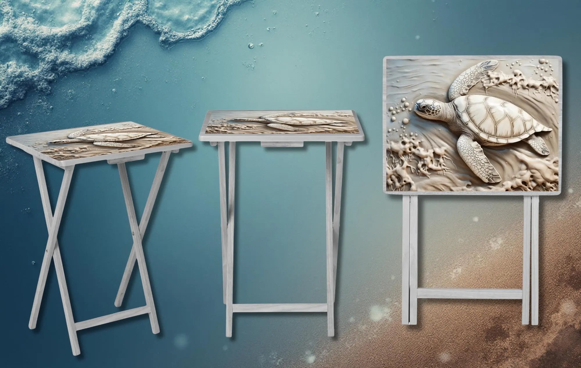 Sea Turtle Foldable Wooden TV Tray or Bed tray/lap Desk. Sea Turtle Treasures. 2 Sizes and Multiple Images Available.