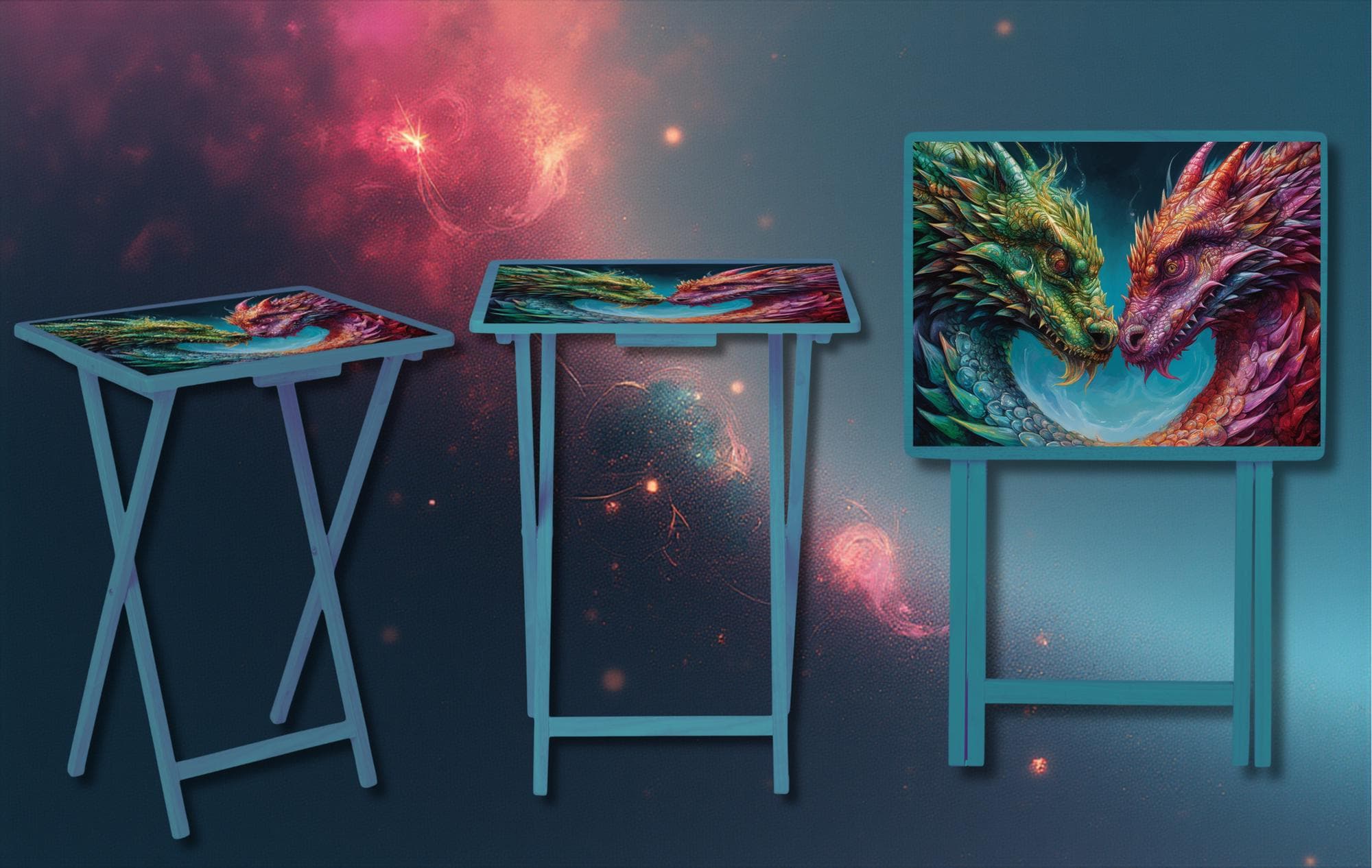 Dragon Foldable Wooden TV Tray or Bed tray/lap Desk, Add a little fire to your day. 2 Sizes and Multiple Images Available.