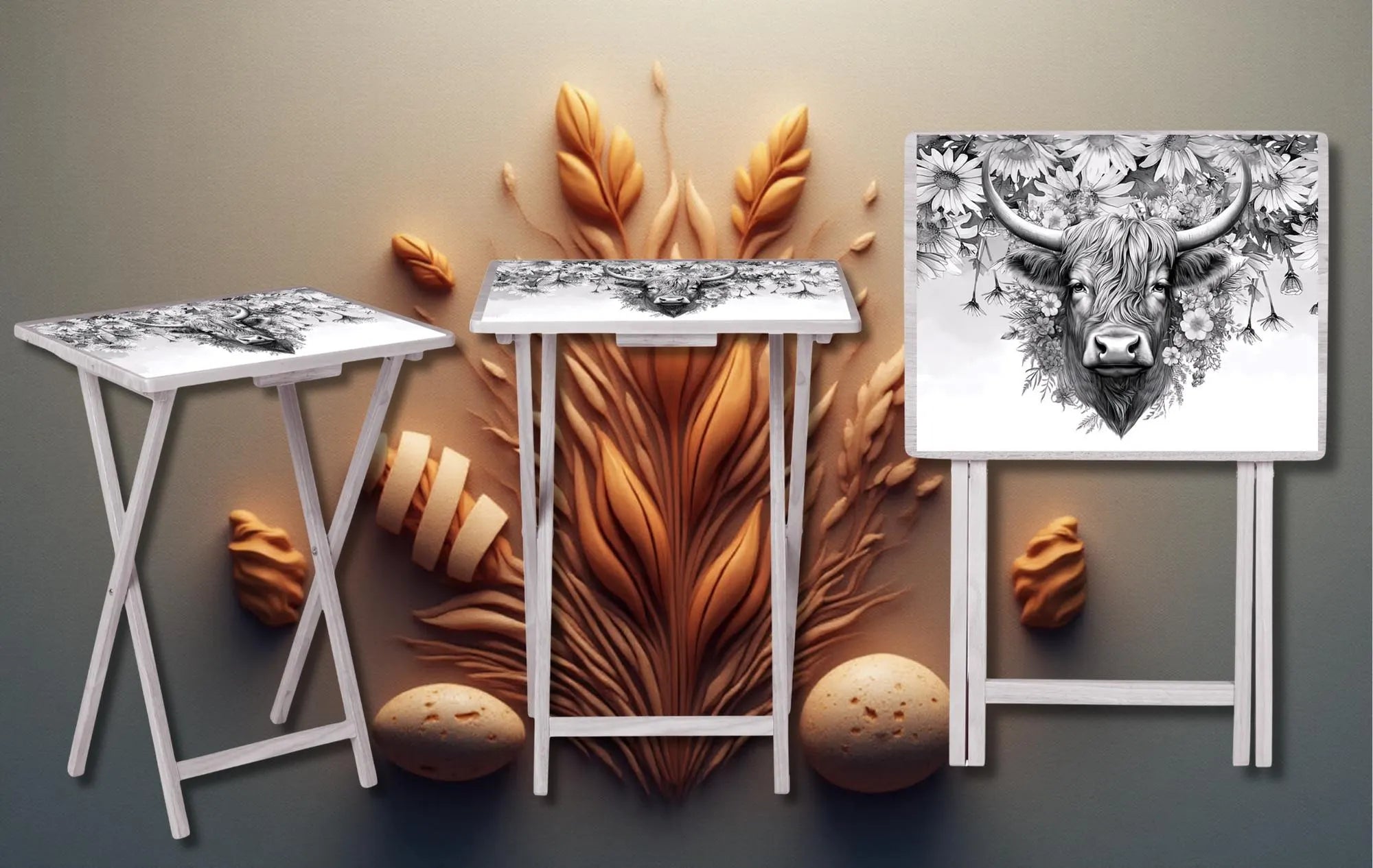 Highland Cow Foldable Wooden TV Tray or Bed tray/lap Desk. A little farmhouse comfort, right at your couch. 2 Sizes and Multiple Images Available.
