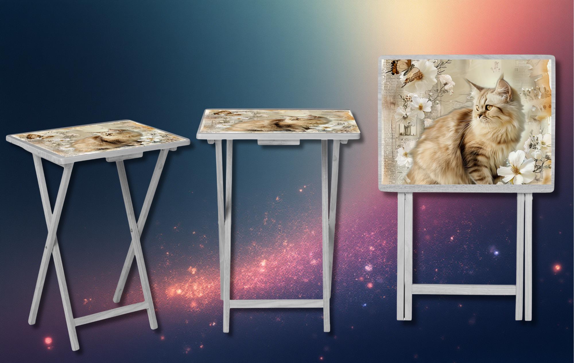 Cats/ Cat Mom, Family Foldable Wooden TV Tray or Bed tray/lap Desk. Cozy comfort with a dash of cattitude , 2 Sizes and Multiple Images Available.