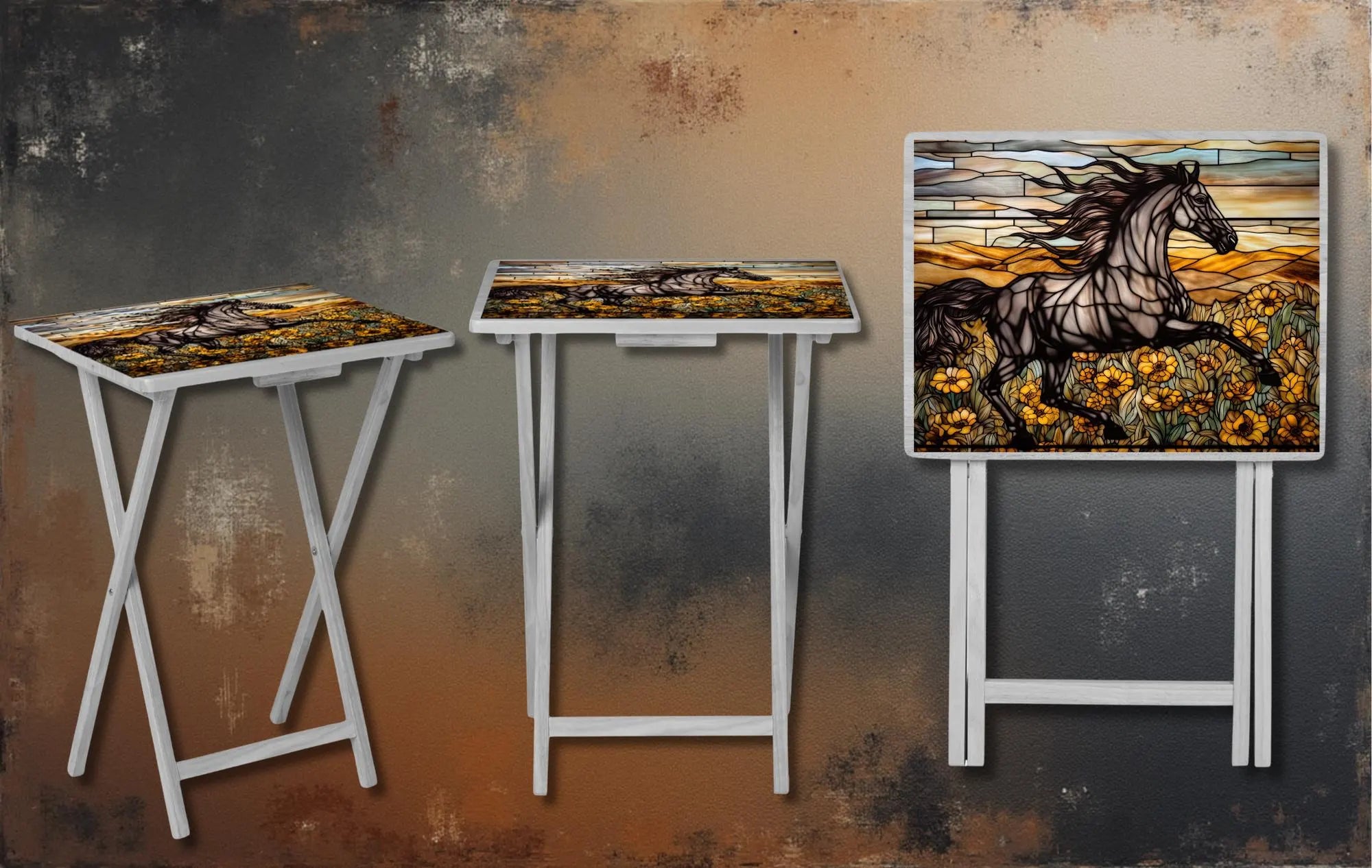 Horse Foldable Wooden TV Tray or Bed tray/lap Desk, 2 Sizes and Multiple Images Available