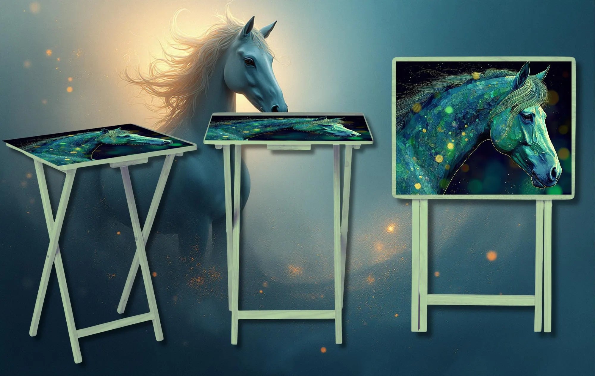Horse Foldable Wooden TV Tray or Bed tray/lap Desk, 2 Sizes and Multiple Images Available