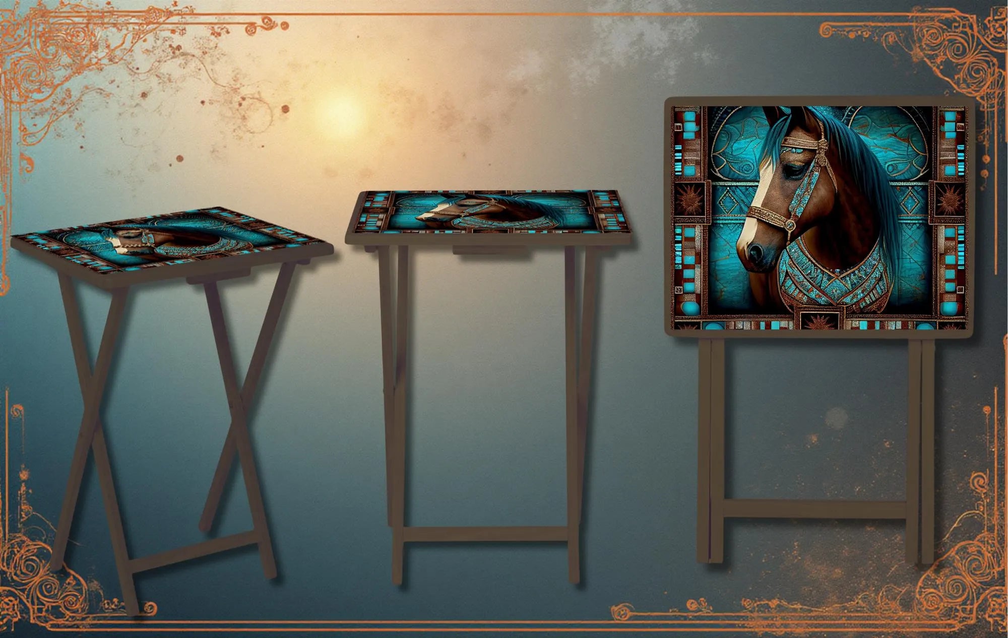 Horse Foldable Wooden TV Tray or Bed tray/lap Desk, 2 Sizes and Multiple Images Available