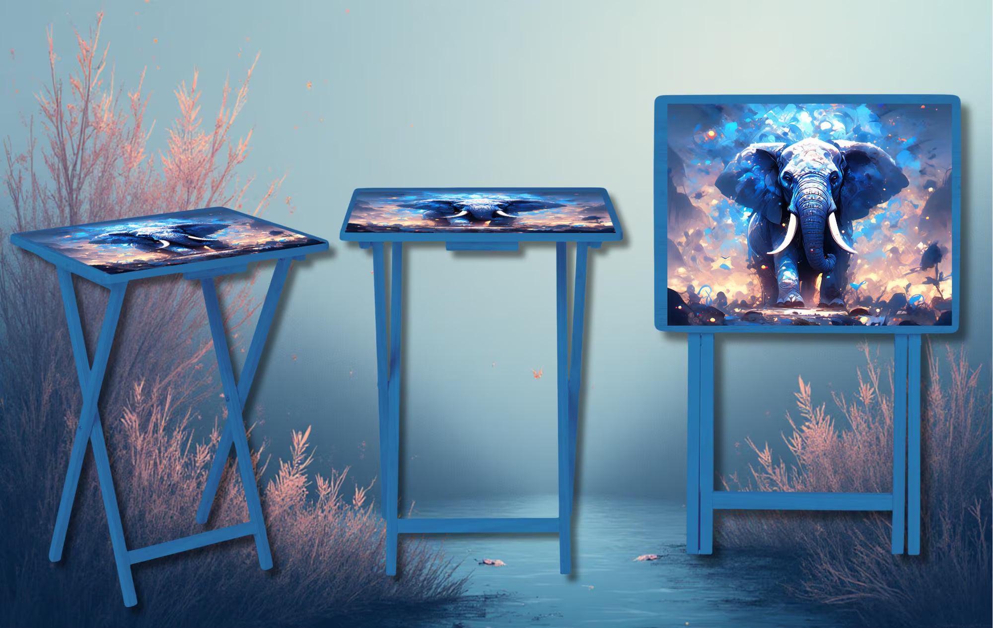 Elephant Foldable Wooden TV Tray or Bed tray/lap Desk, 2 Sizes and Multiple Images Available.