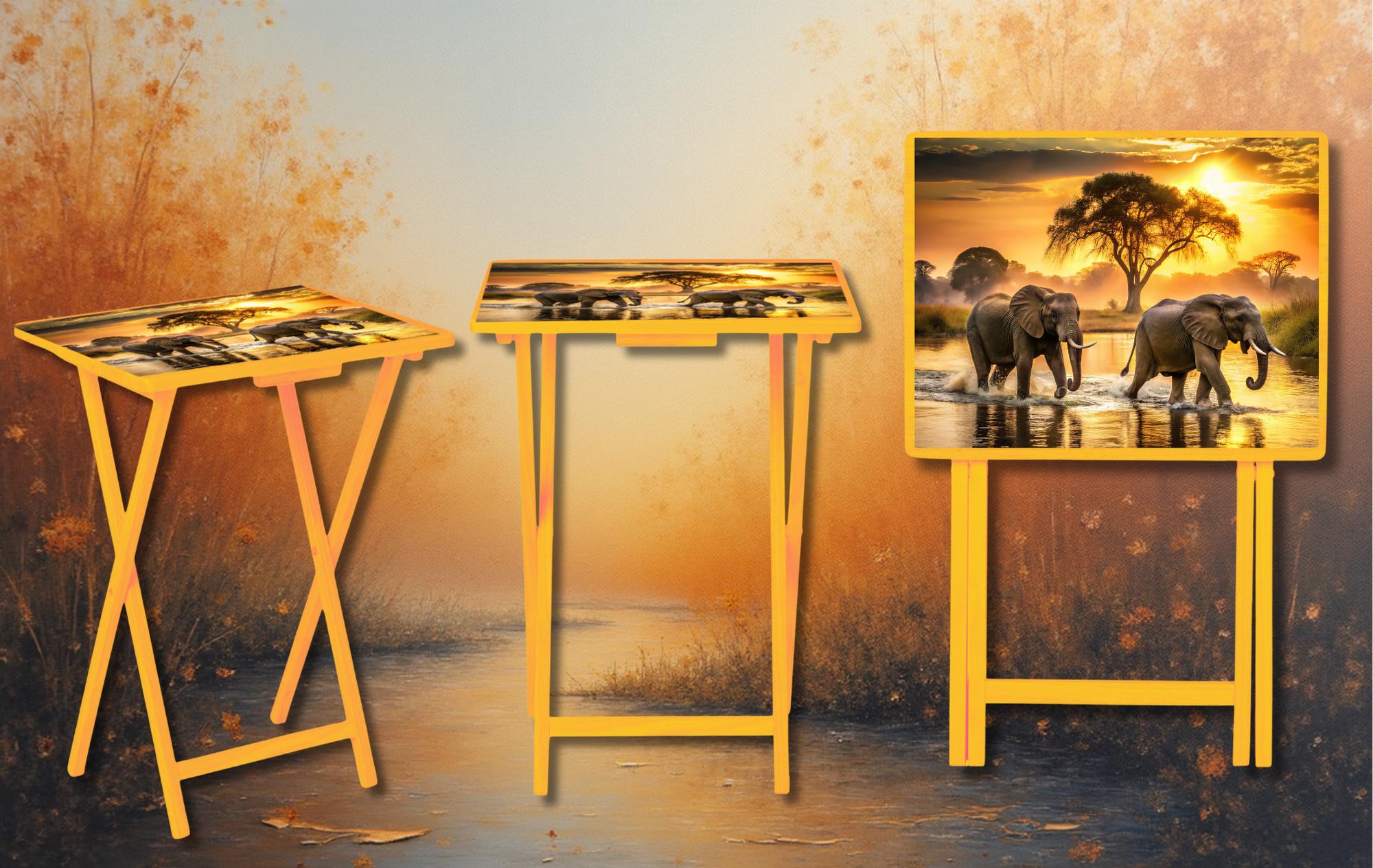 Elephant Foldable Wooden TV Tray or Bed tray/lap Desk, 2 Sizes and Multiple Images Available.