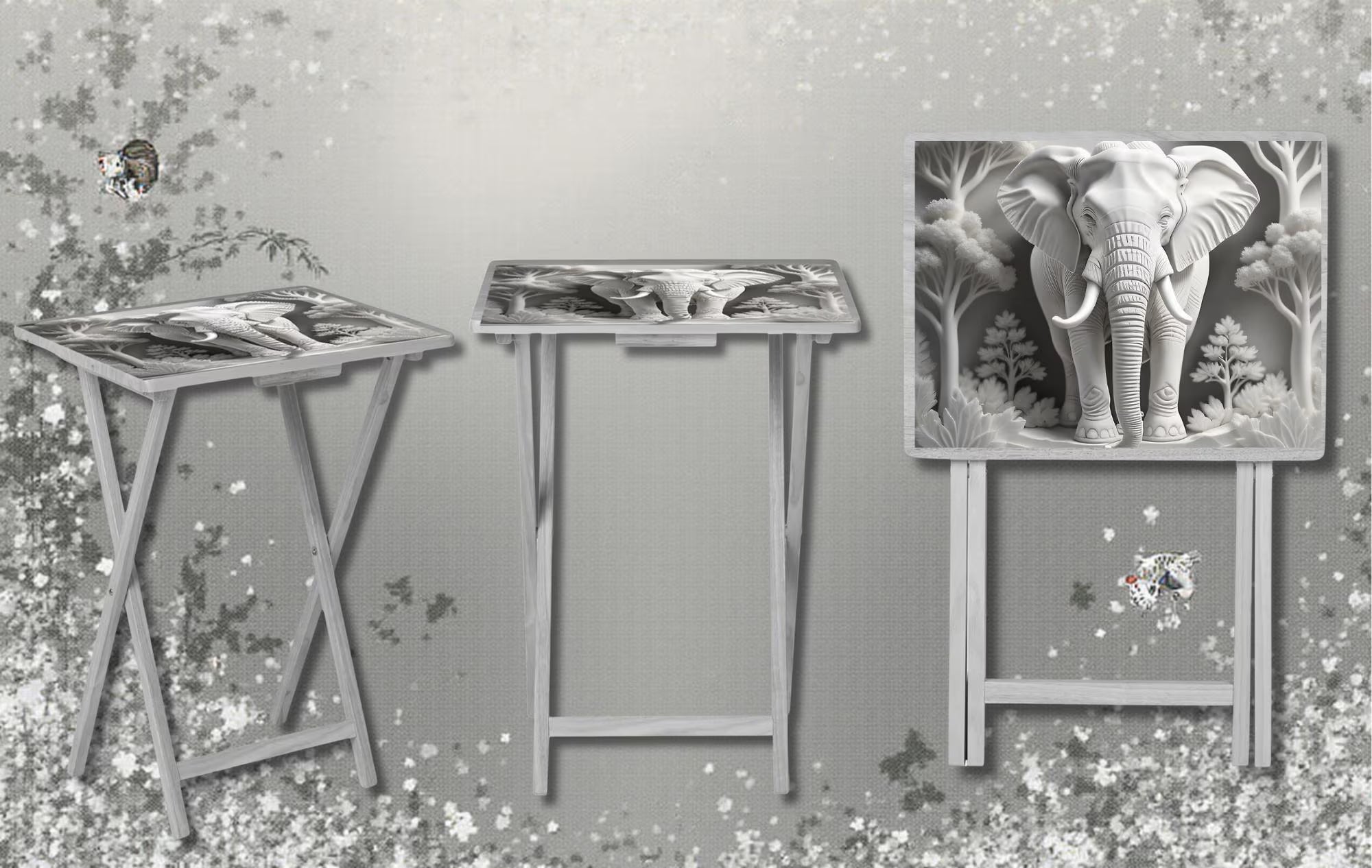 Elephant Foldable Wooden TV Tray or Bed tray/lap Desk, 2 Sizes and Multiple Images Available.
