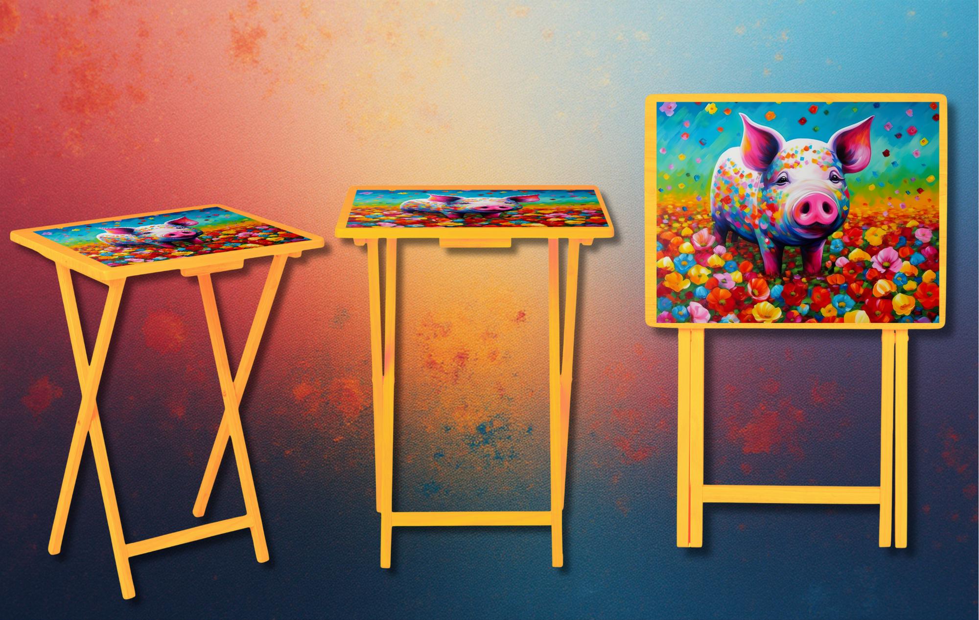 Pigs Foldable Wooden TV Tray or Bed tray/lap Desk, 2 Sizes and Multiple Images Available.