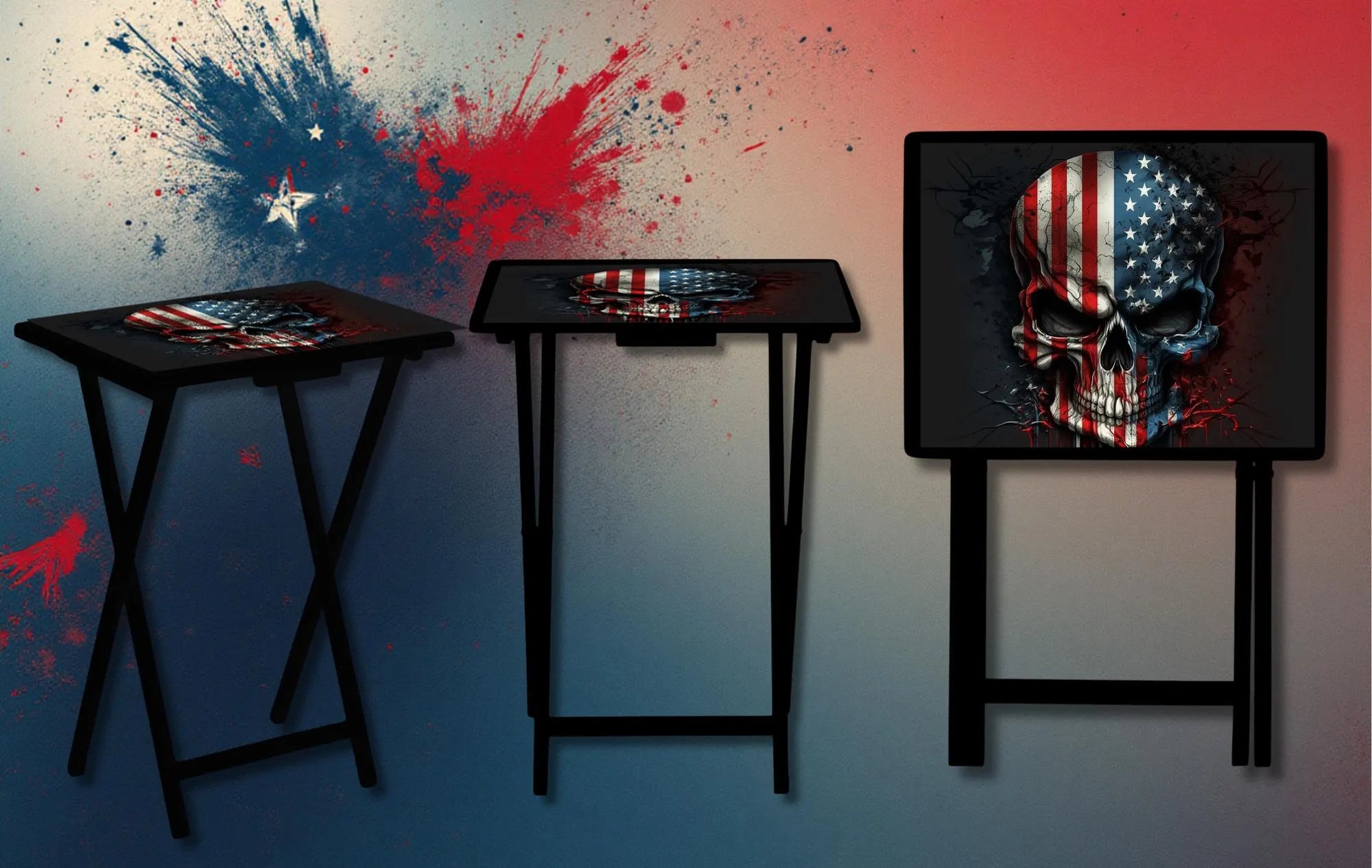 Skulls Foldable Wooden TV Tray or Bed tray/lap Desk, 2 Sizes and Multiple Images Available.