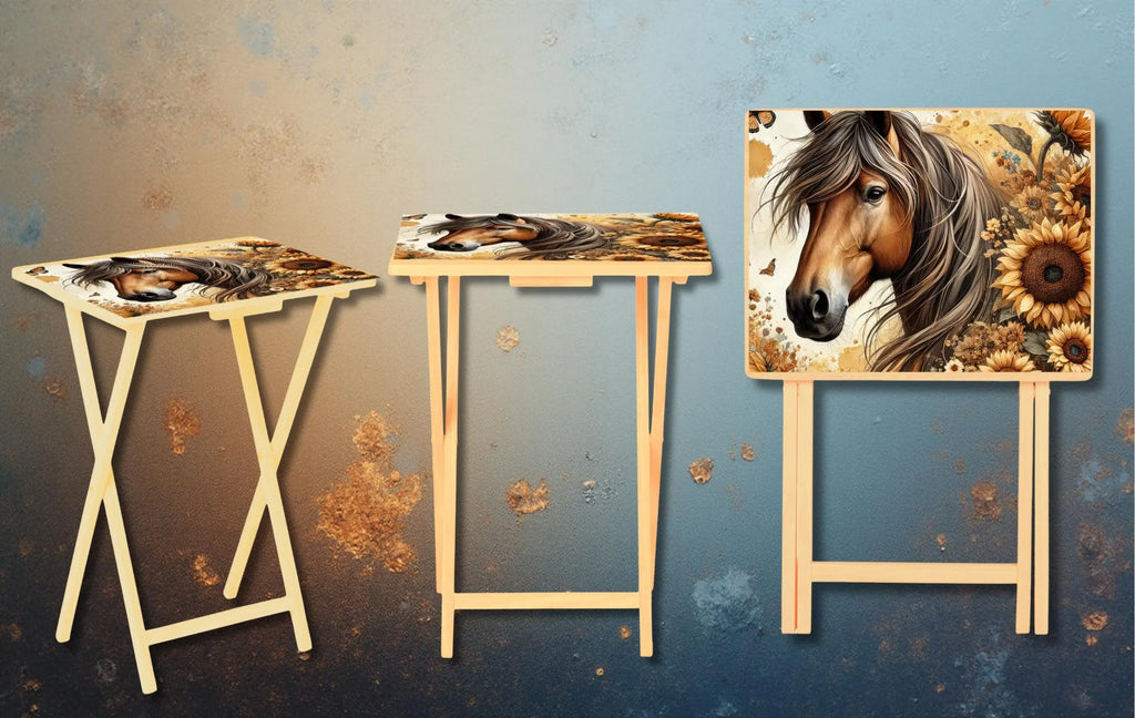 Horse Foldable Wooden TV Tray or Bed tray/lap Desk, 2 Sizes and Multiple Images Available