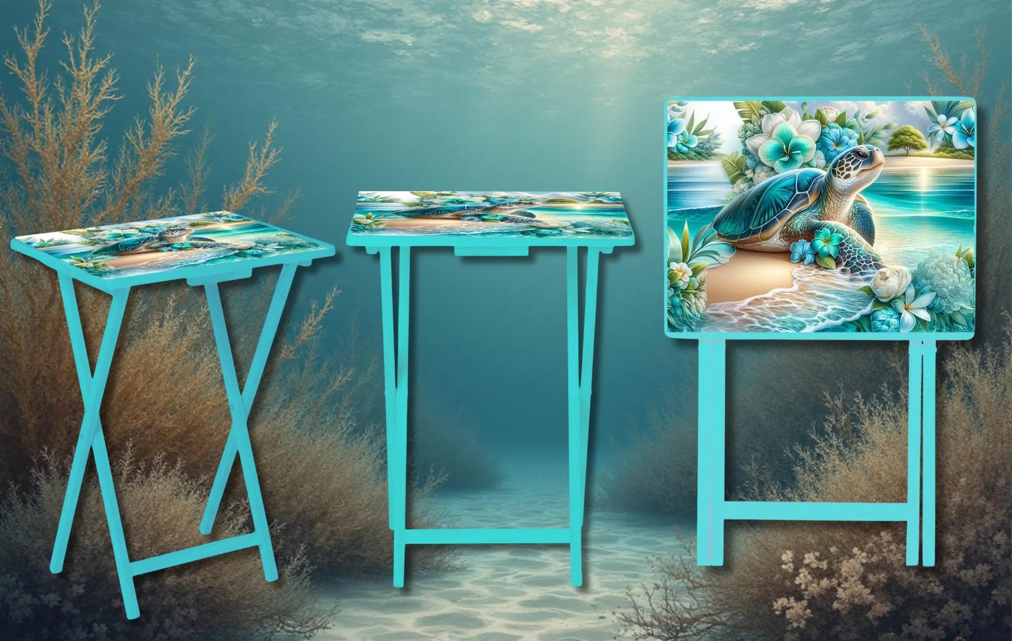 Sea Turtle Foldable Wooden TV Tray or Bed tray/lap Desk. Sea Turtle Treasures. 2 Sizes and Multiple Images Available.