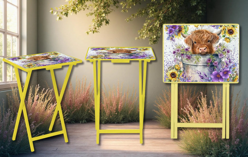 Highland Cow Foldable Wooden TV Tray or Bed tray/lap Desk. A little farmhouse comfort, right at your couch. 2 Sizes and Multiple Images Available.