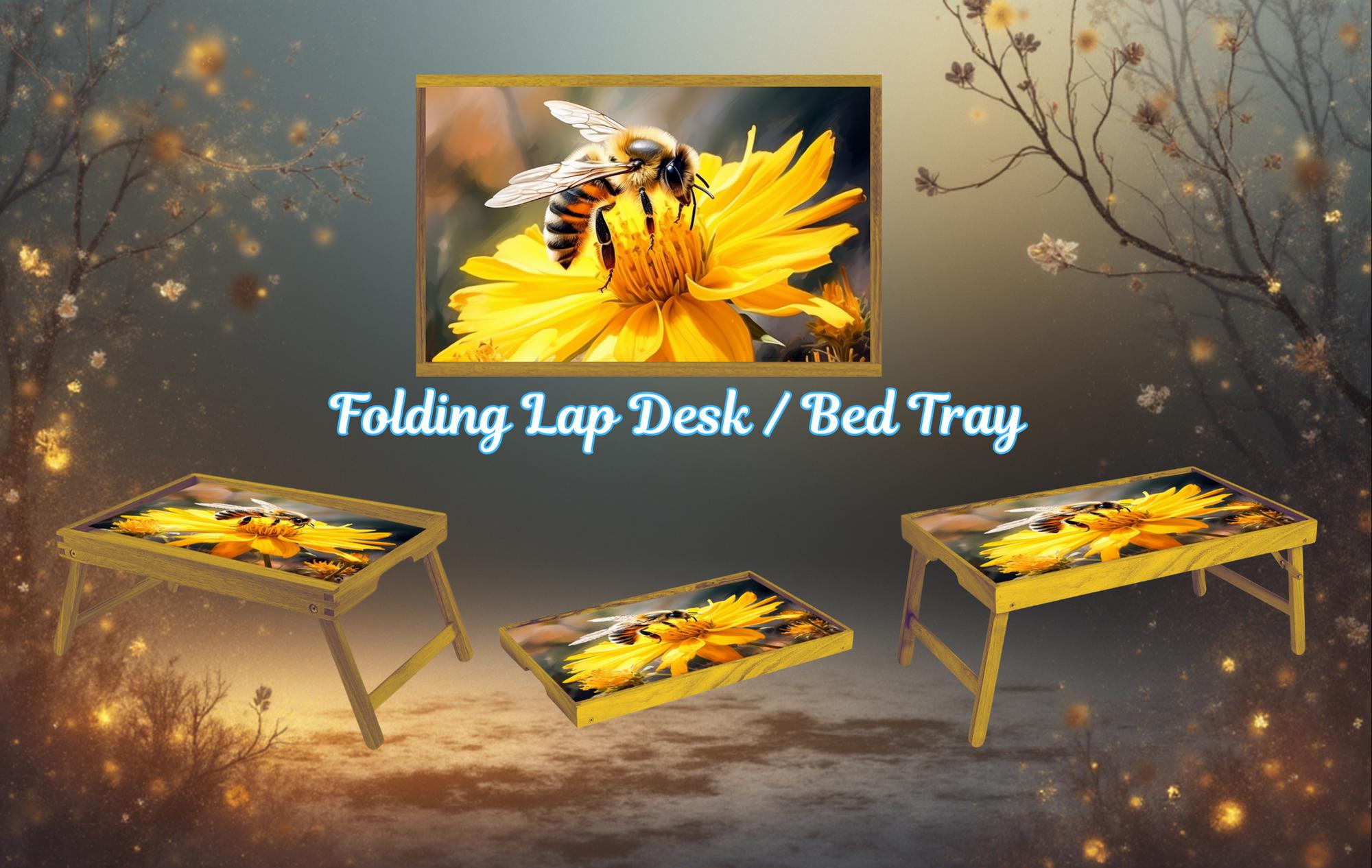 Honeybee Foldable Wooden TV Tray or Bed tray/lap Desk. Bee‑autiful décor for any room! 🐝🌼 2 Sizes and Multiple Images Available.