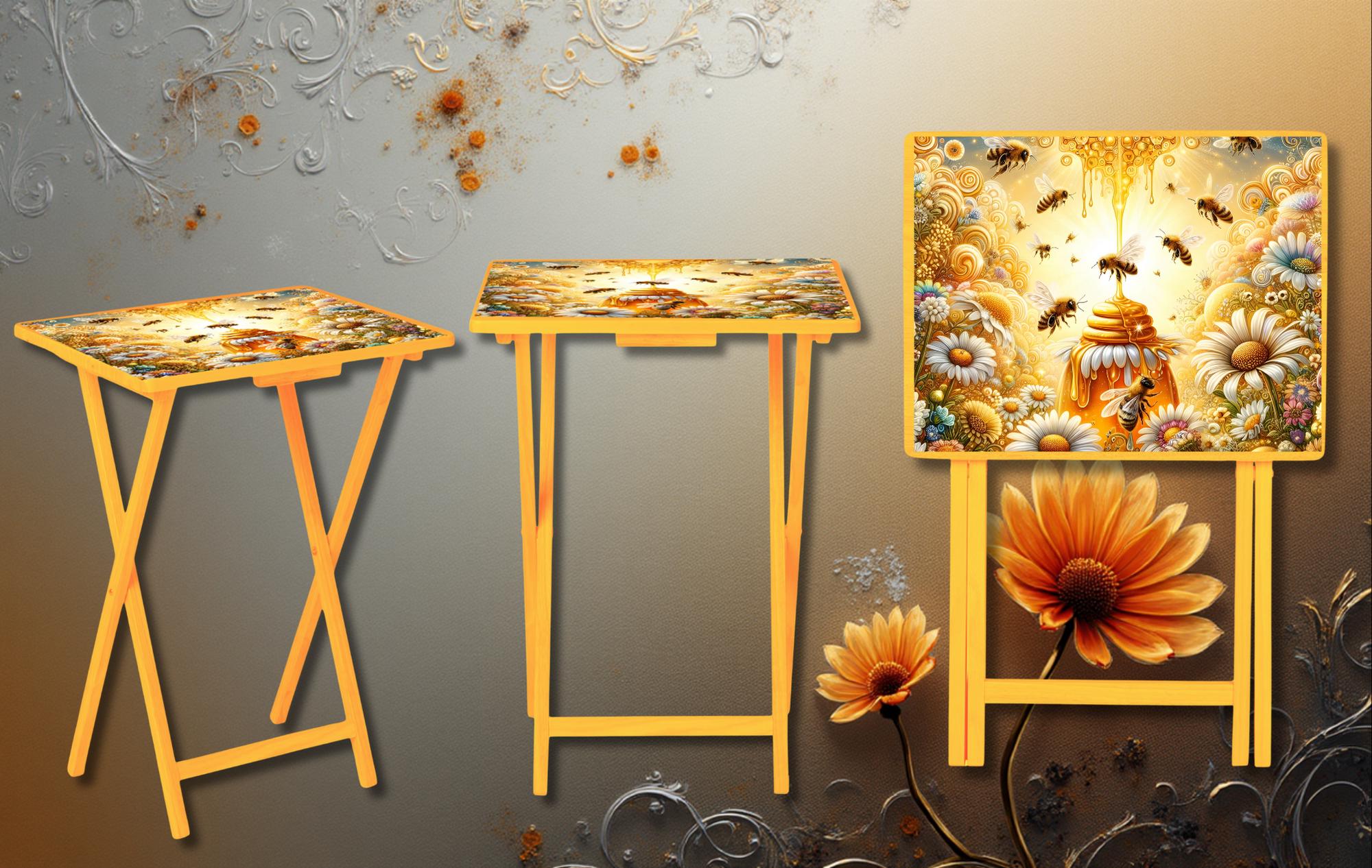 Honeybee Foldable Wooden TV Tray or Bed tray/lap Desk. Bee‑autiful décor for any room! 🐝🌼 2 Sizes and Multiple Images Available.