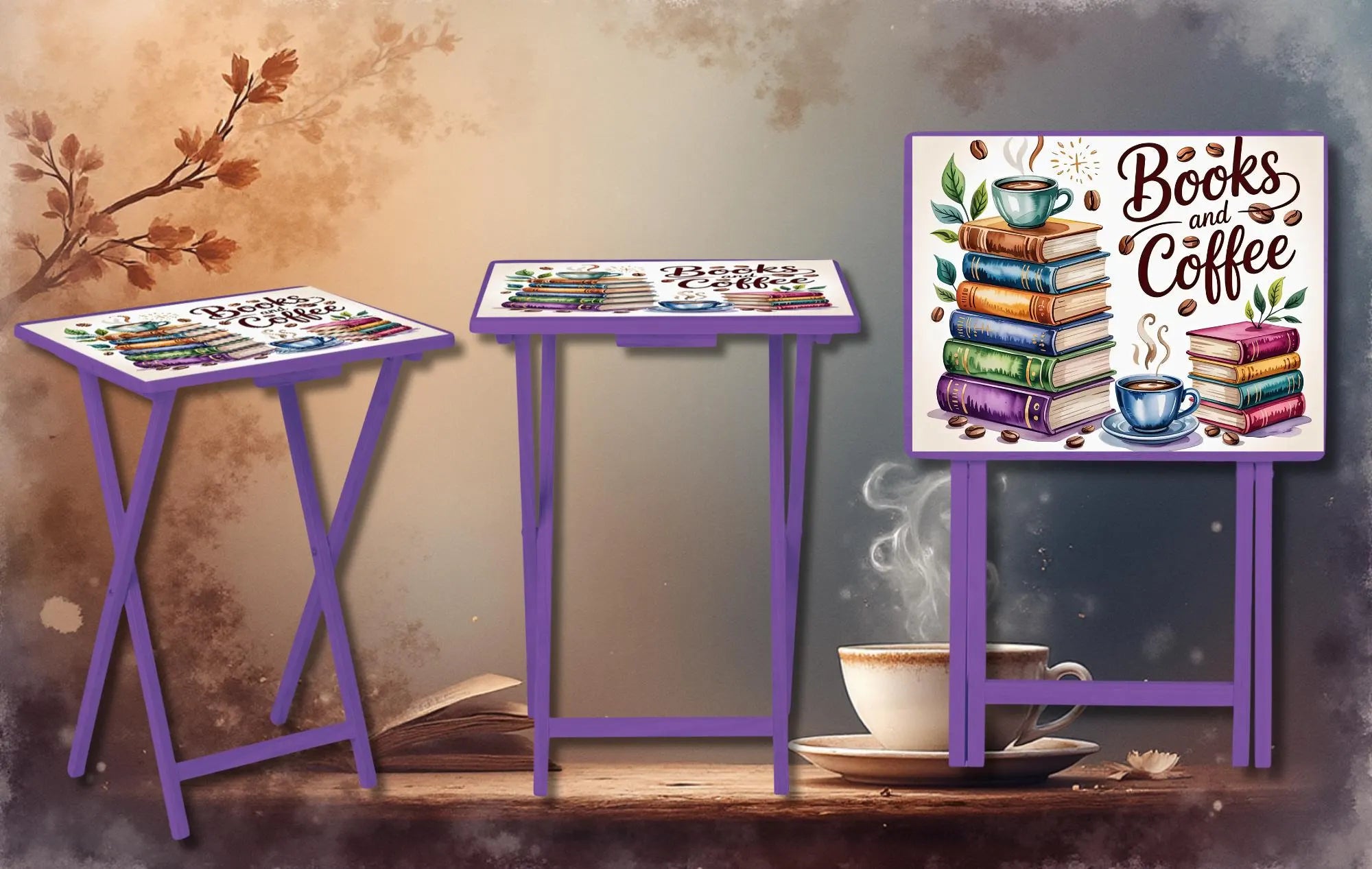 Once Upon a Snack Folding Tray. Books Foldable Wooden TV Tray or Bed tray/lap Desk, 2 Sizes and Multiple Images Available.