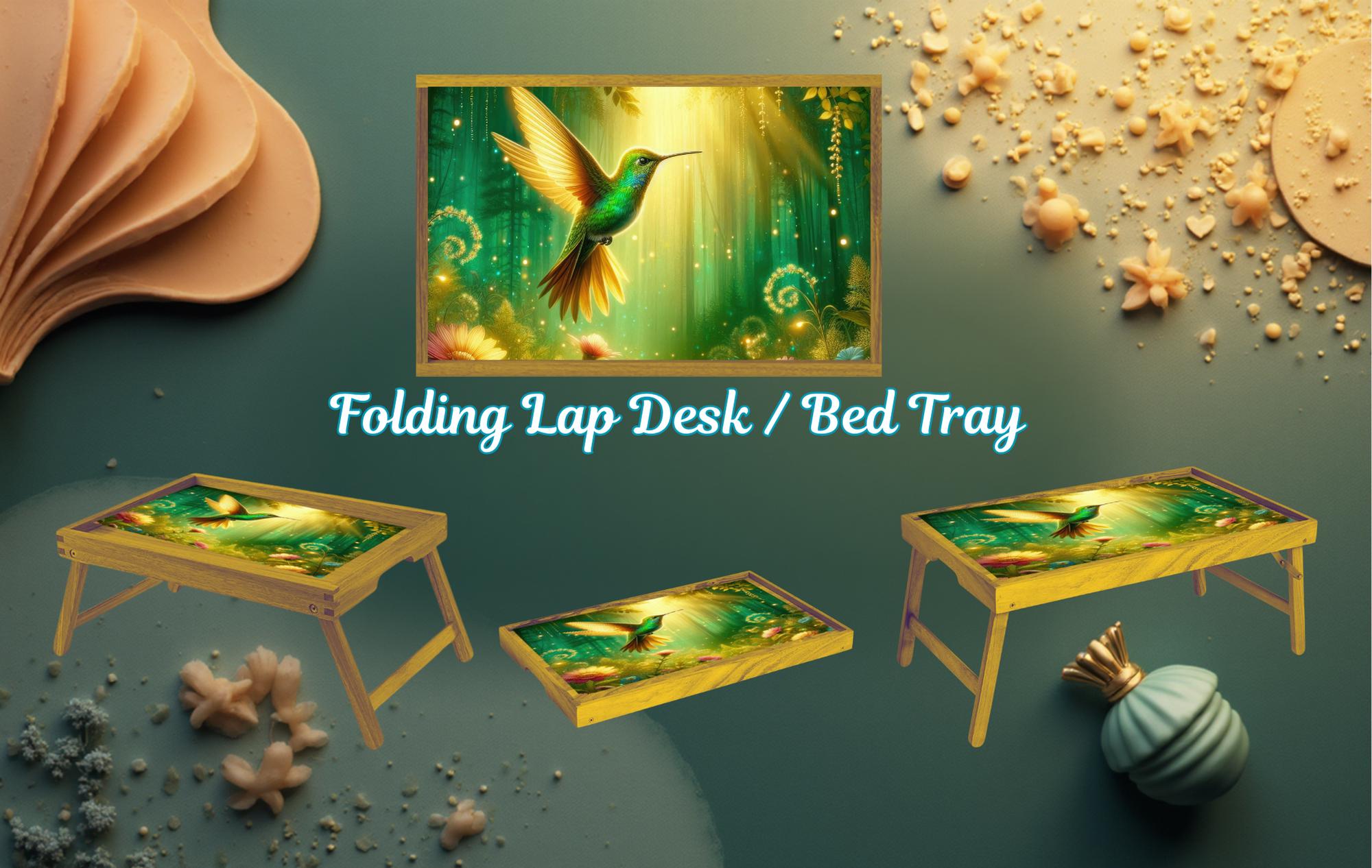 Hummingbird Foldable Wooden TV Tray or Bed tray/lap Desk. Let your space bloom beautifully. 🌺✨ 2 Sizes and Multiple Images Available. .