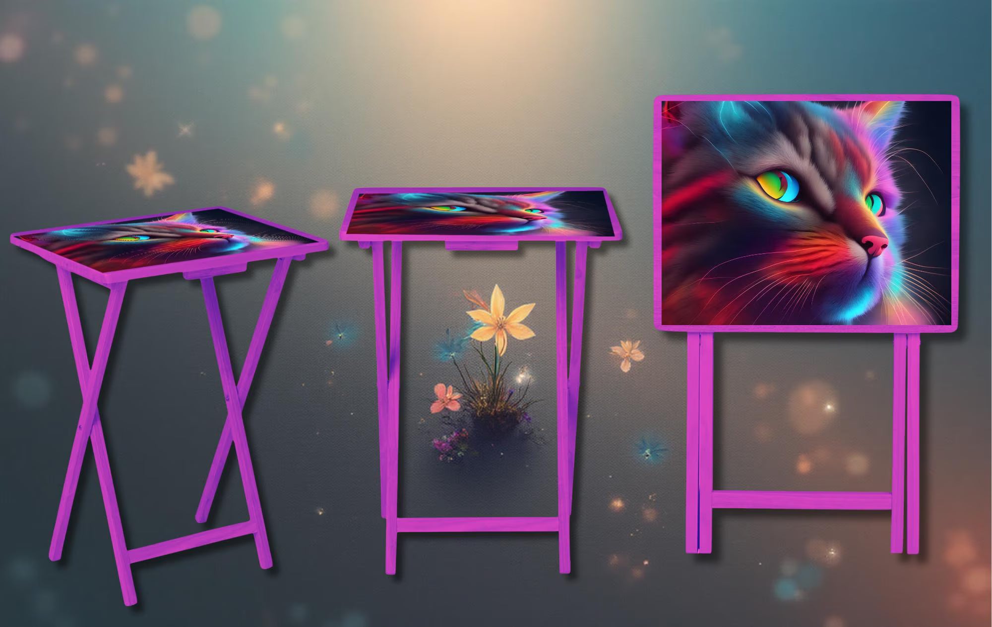 Cats/ Cat Mom, Family Foldable Wooden TV Tray or Bed tray/lap Desk. Cozy comfort with a dash of cattitude , 2 Sizes and Multiple Images Available.