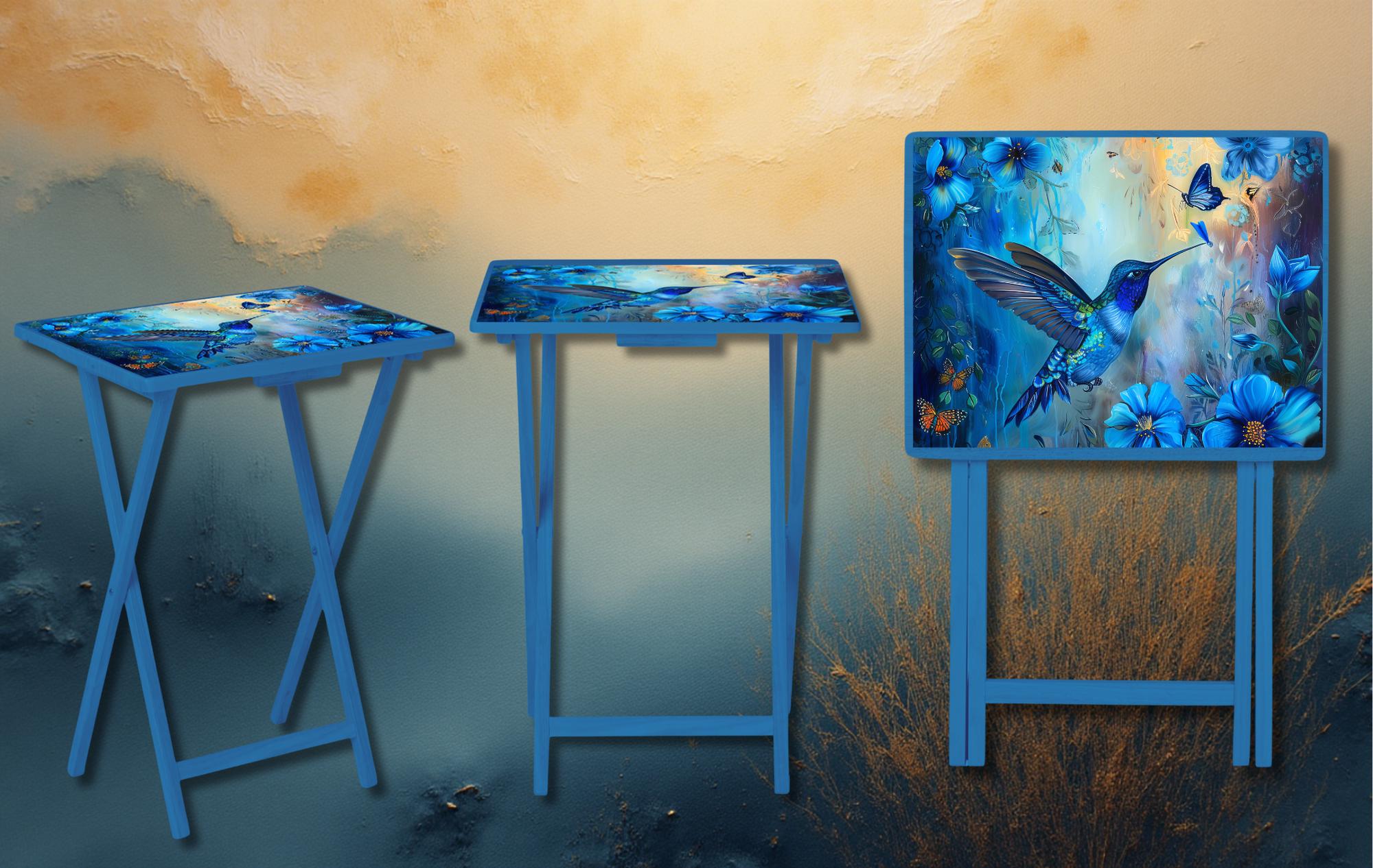 Hummingbird Foldable Wooden TV Tray or Bed tray/lap Desk. Let your space bloom beautifully. 🌺✨ 2 Sizes and Multiple Images Available. .