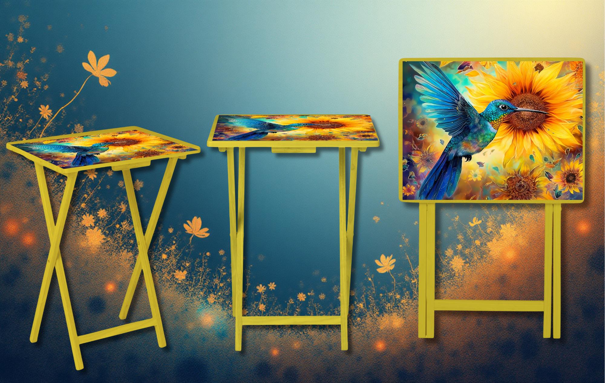 Hummingbird Foldable Wooden TV Tray or Bed tray/lap Desk. Let your space bloom beautifully. 🌺✨ 2 Sizes and Multiple Images Available. .