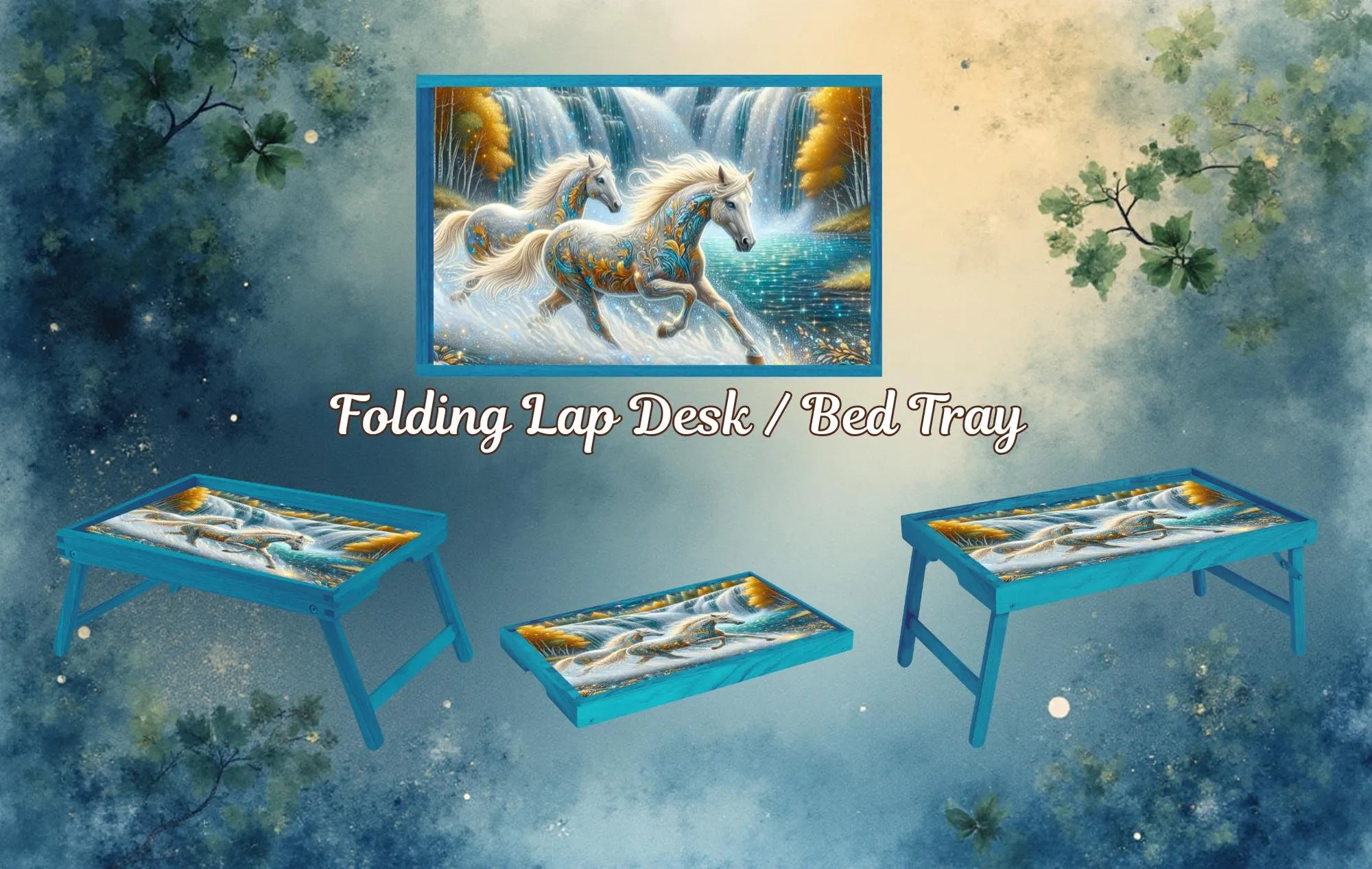 Horse Foldable Wooden TV Tray or Bed tray/lap Desk, 2 Sizes and Multiple Images Available