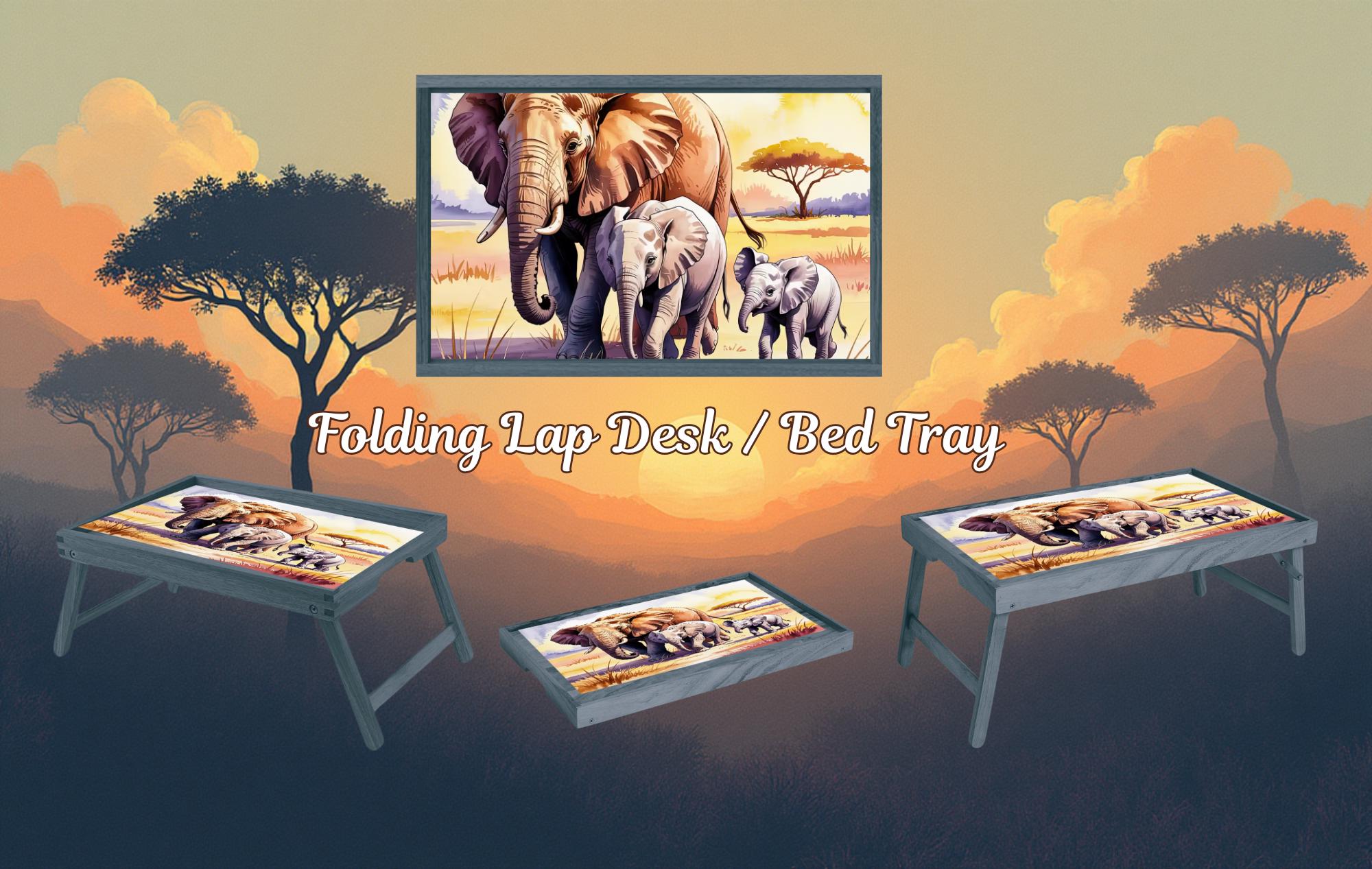 Elephant Foldable Wooden TV Tray or Bed tray/lap Desk, 2 Sizes and Multiple Images Available.
