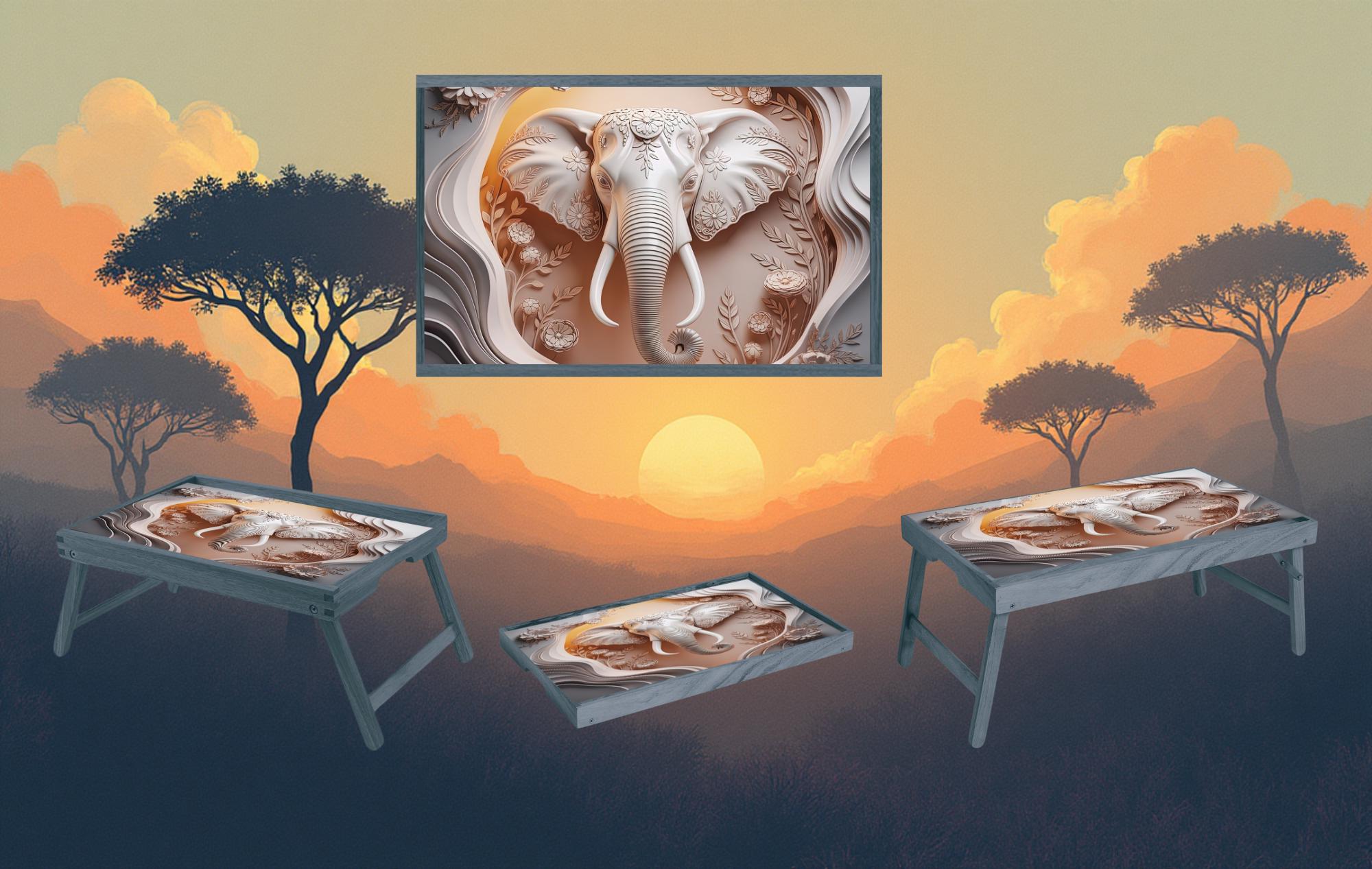 Elephant Foldable Wooden TV Tray or Bed tray/lap Desk, 2 Sizes and Multiple Images Available.