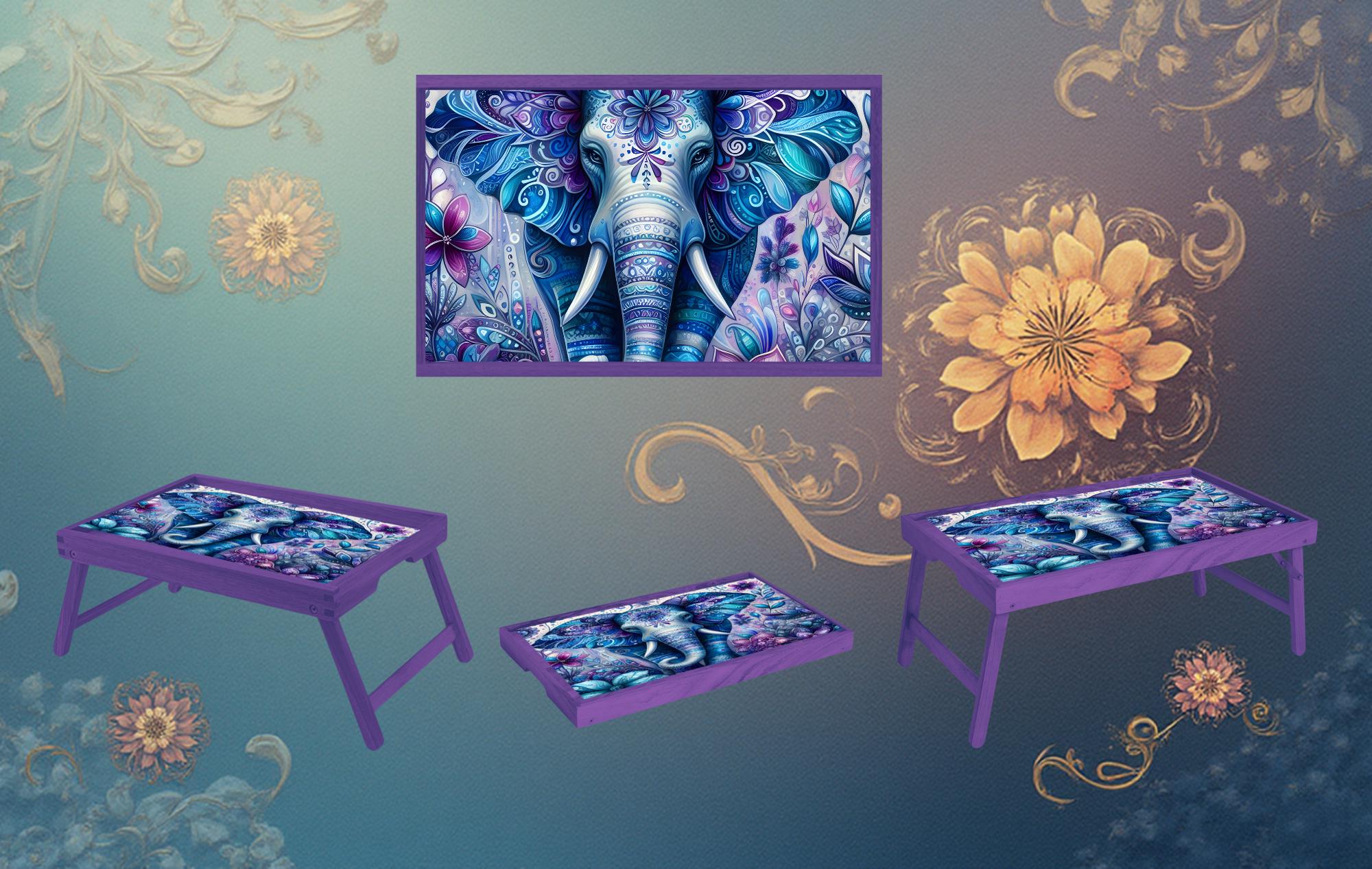 Elephant Foldable Wooden TV Tray or Bed tray/lap Desk, 2 Sizes and Multiple Images Available.
