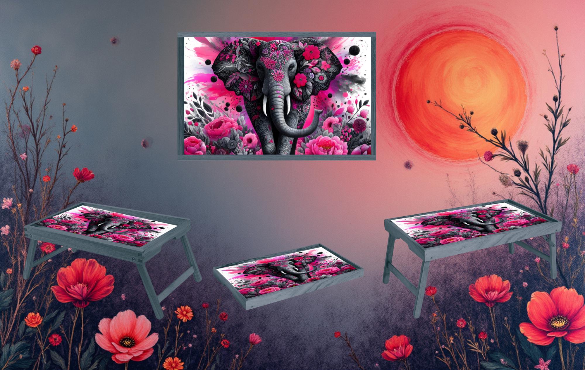 Elephant Foldable Wooden TV Tray or Bed tray/lap Desk, 2 Sizes and Multiple Images Available.