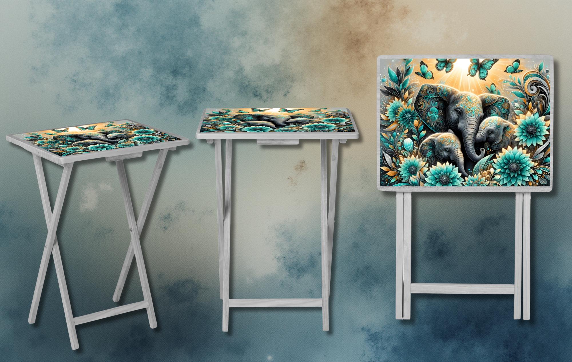 Elephant Foldable Wooden TV Tray or Bed tray/lap Desk, 2 Sizes and Multiple Images Available.
