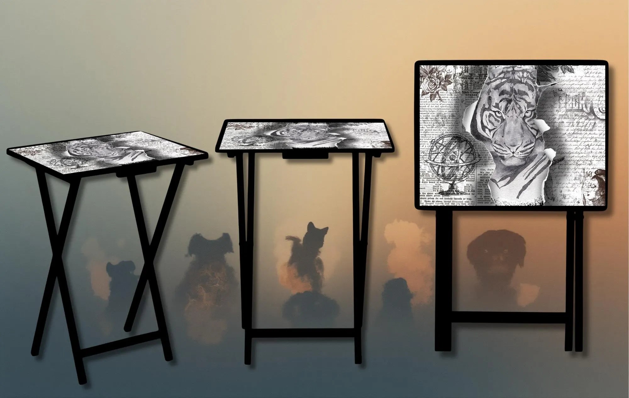 Large Cats Foldable Wooden TV Tray or Bed tray/lap Desk, 2 Sizes and Multiple Images Available.