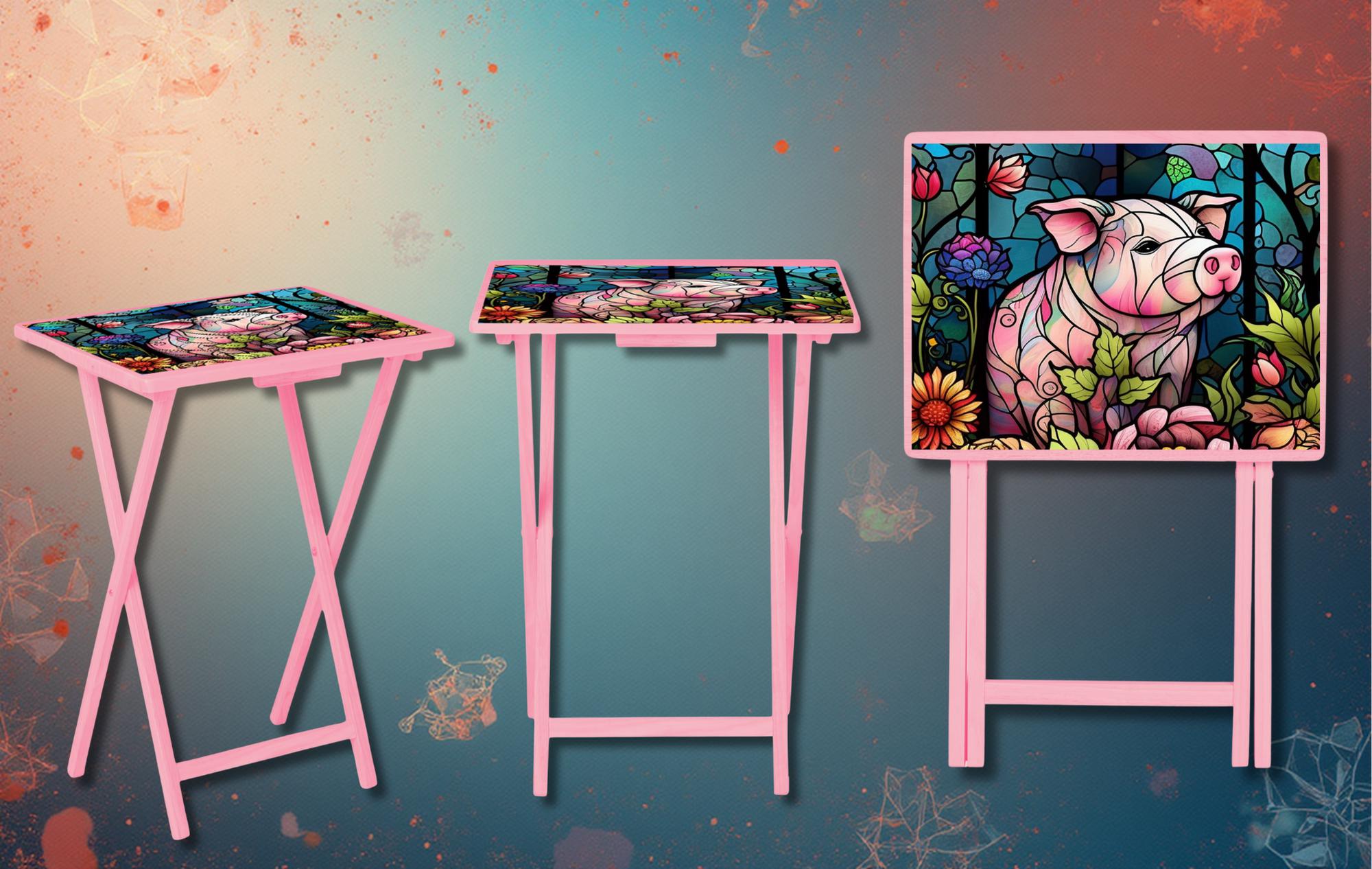 Pigs Foldable Wooden TV Tray or Bed tray/lap Desk, 2 Sizes and Multiple Images Available.
