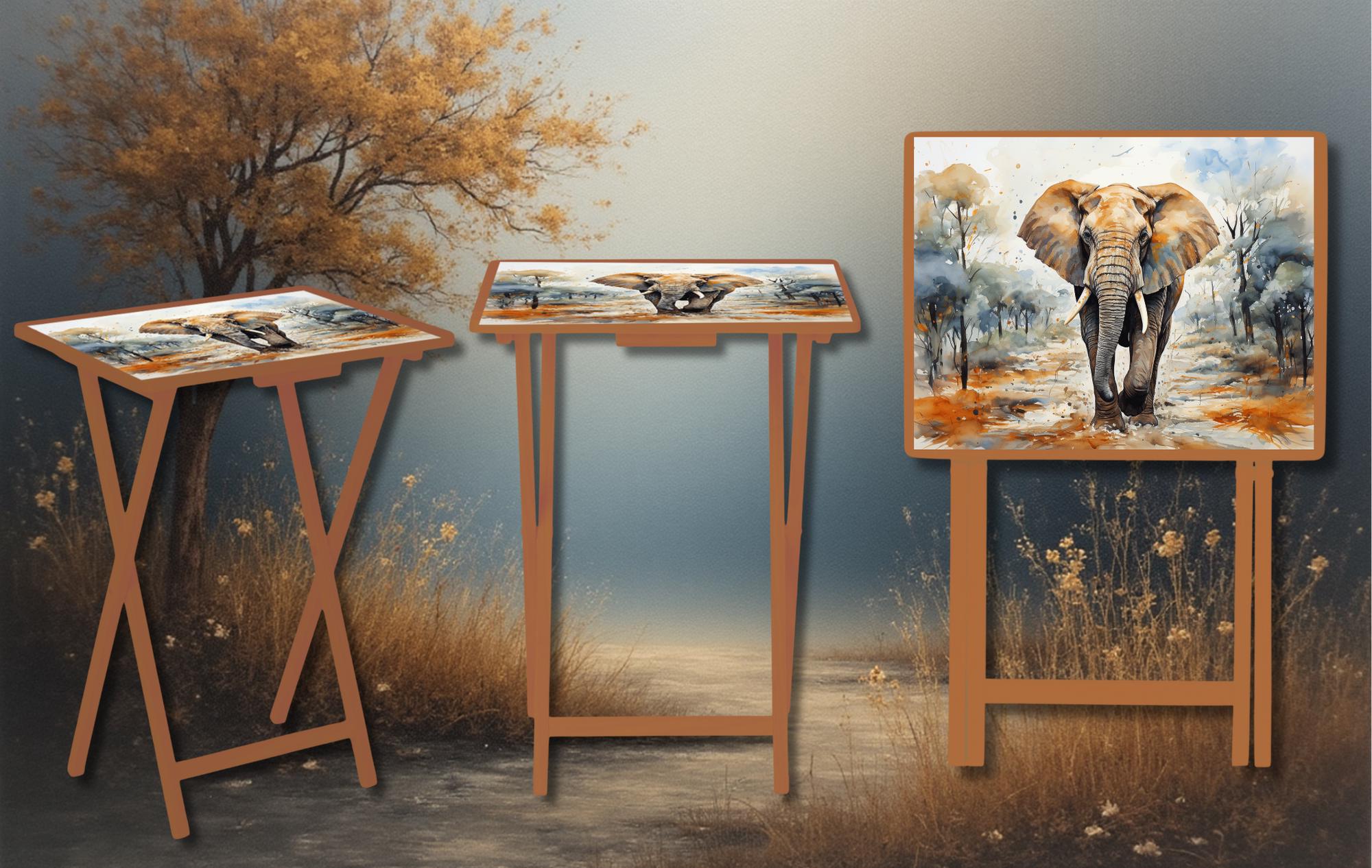 Elephant Foldable Wooden TV Tray or Bed tray/lap Desk, 2 Sizes and Multiple Images Available.
