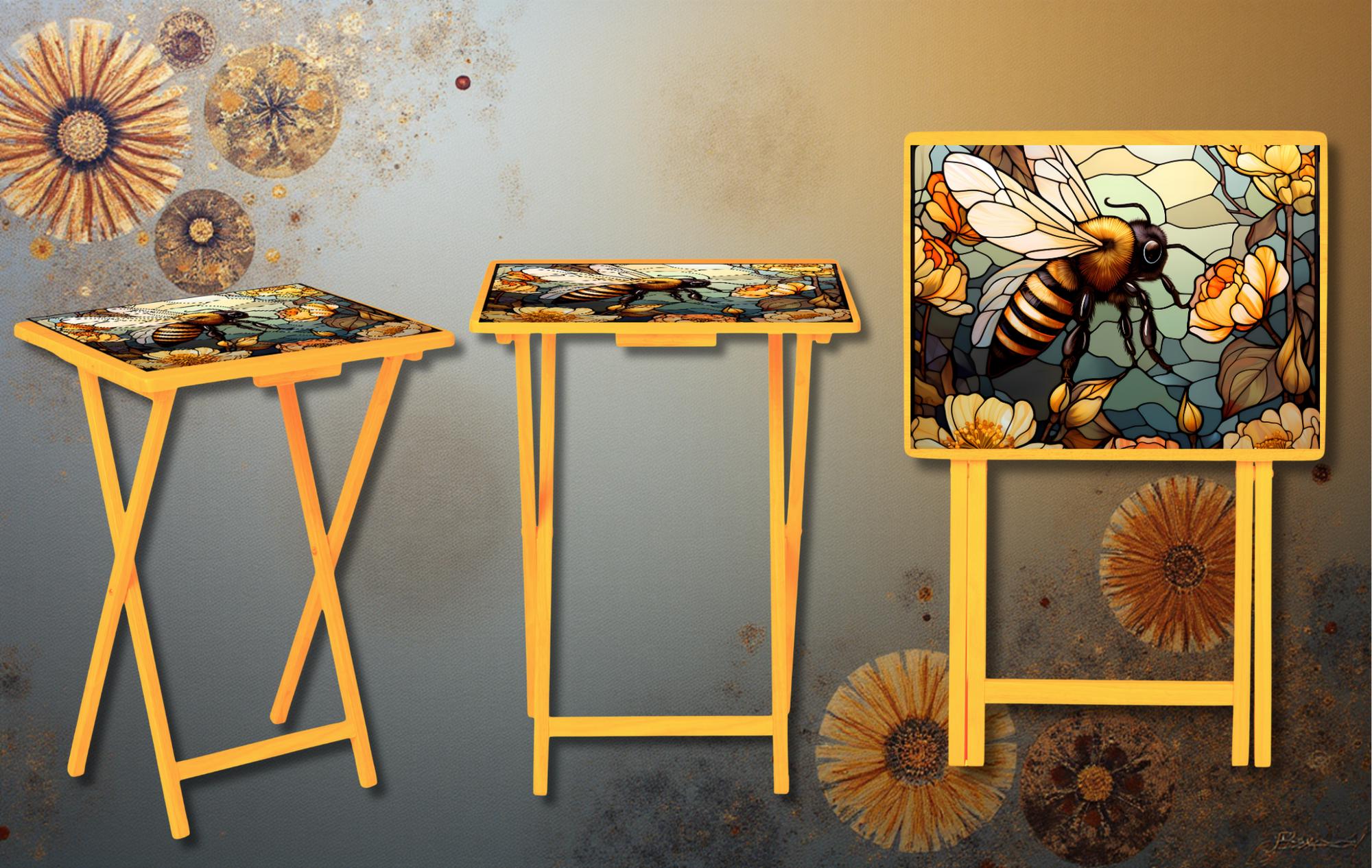 Honeybee Foldable Wooden TV Tray or Bed tray/lap Desk. Bee‑autiful décor for any room! 🐝🌼 2 Sizes and Multiple Images Available.