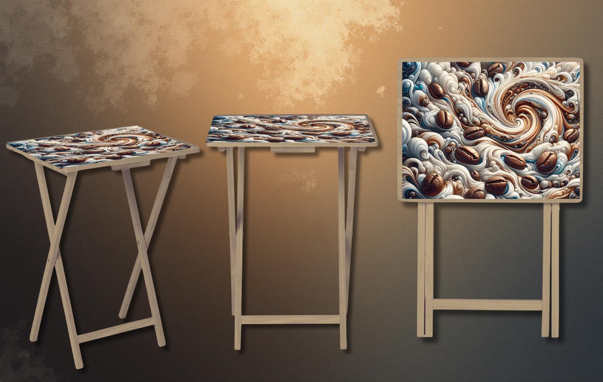 Coffee Foldable Wooden TV Tray or Bed tray/lap Desk. Your perfect tray for coffee‑and‑chill mornings, 2 Sizes and Multiple Images Available.